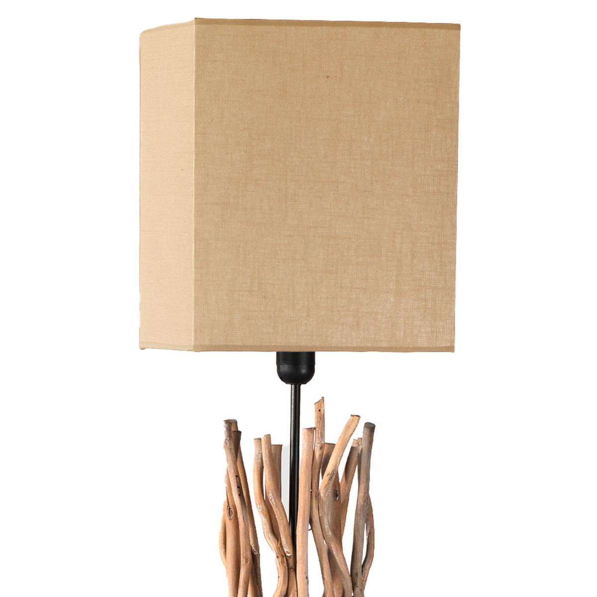 Stehleuchte Marica Hellbraun max. 22 Watt - Hellbraun, Natur, Holz/Textil (35/175cm)