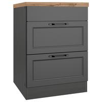 Kochfeldumbauschrank Meran ca. 60x86x60 cm Grau/Eiche - Eiche Wotan/Schwarz, LIFESTYLE, Holzwerkstoff/Metall (60/86/60cm) - Held
