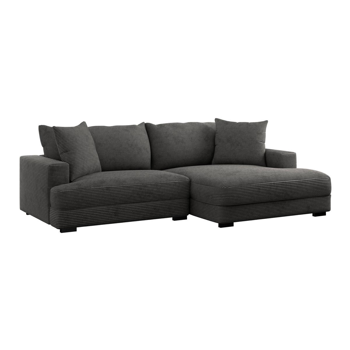 Kutna Garnitura Pelle - siva/crna, Moderno, tekstil (265/180cm) - Modern Living