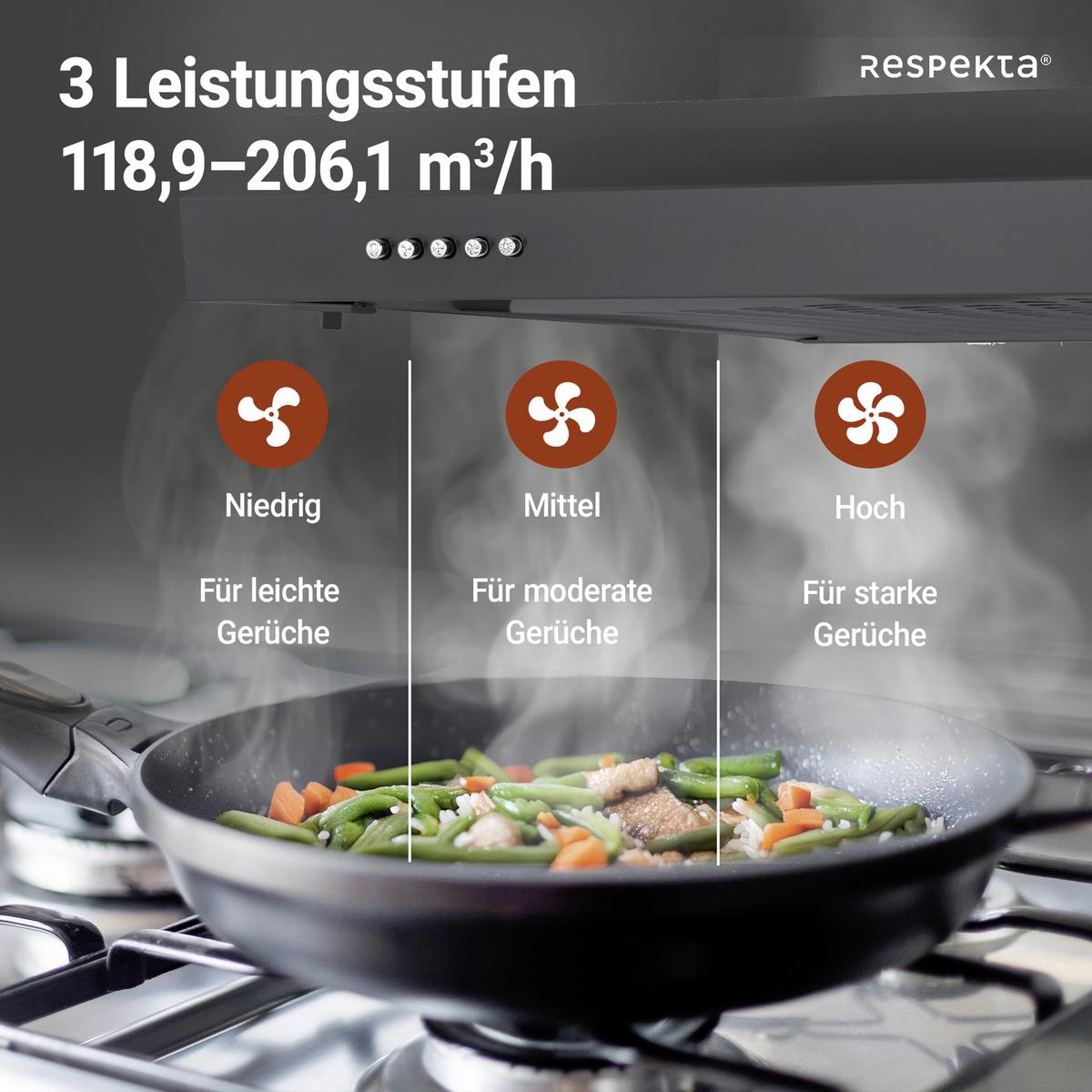 Dunstabzugshaube CH600SC-19 Schwarz - Schwarz, Trend, Metall (60/8/46,5cm) - Respekta
