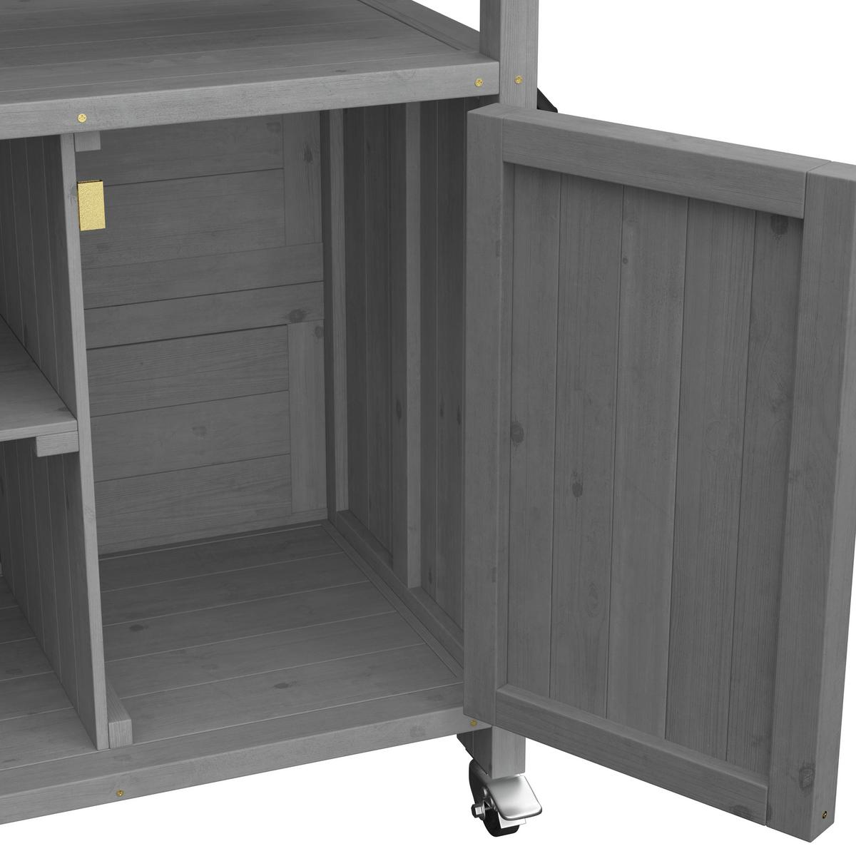 Gartenschrank Jada Grau aus Echtholz - Grau, MODERN, Holz/Metall (128/47/92cm) - Bessagi Garden