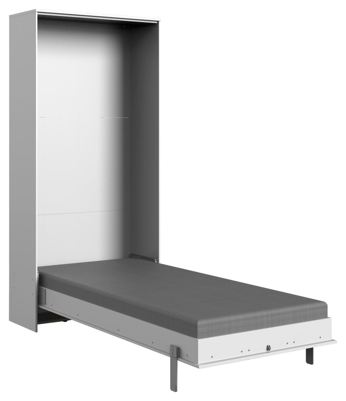 Schrankbett Juist Weiß ca. 90x200cm - Alufarben/Weiß, Holz/Holzwerkstoff (90/200cm) - Mömax