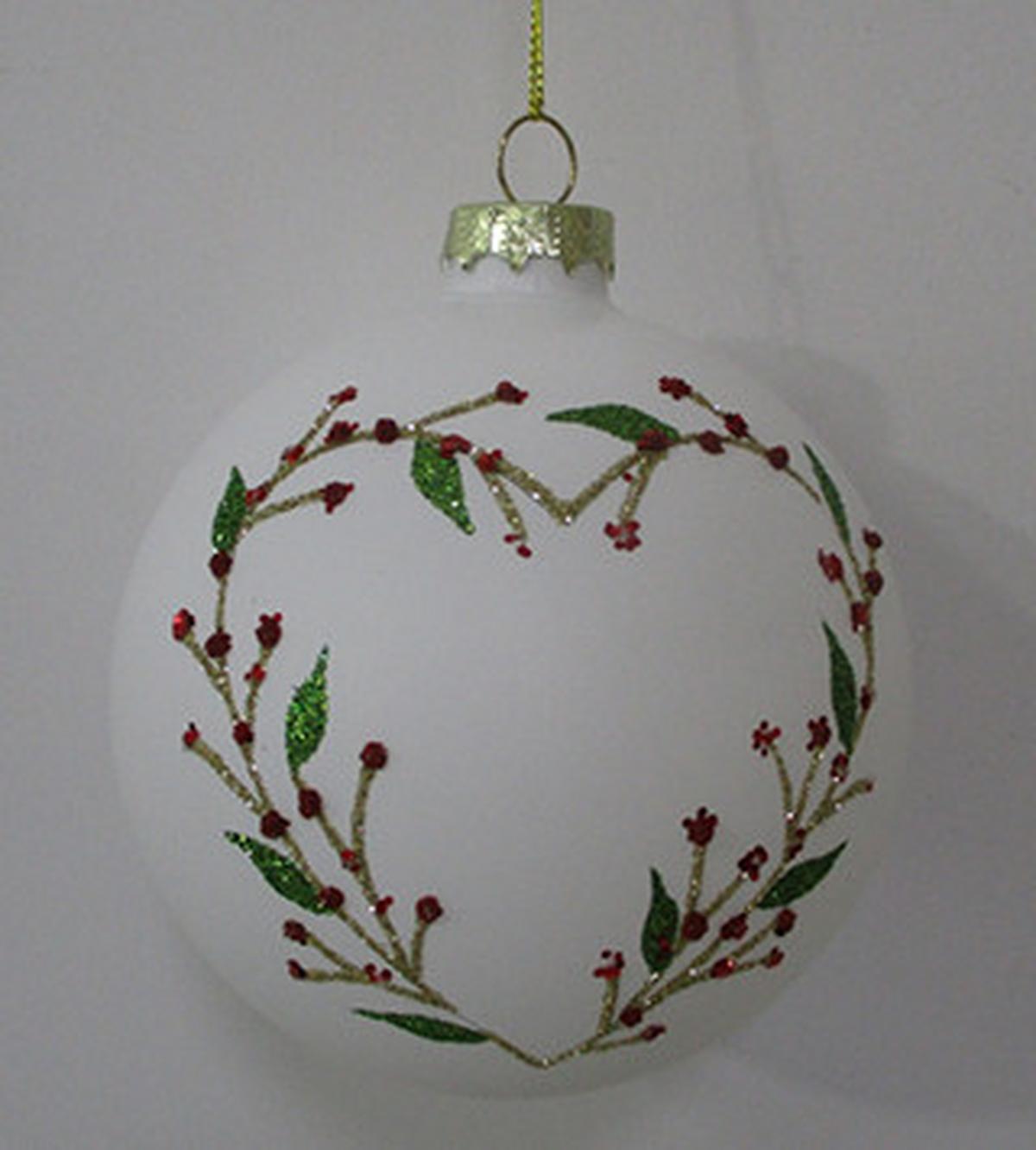 Glob de Crăciun din sticlă cca. 10 cm Blis Roman - alb, Konventionell, sticlă (10cm)