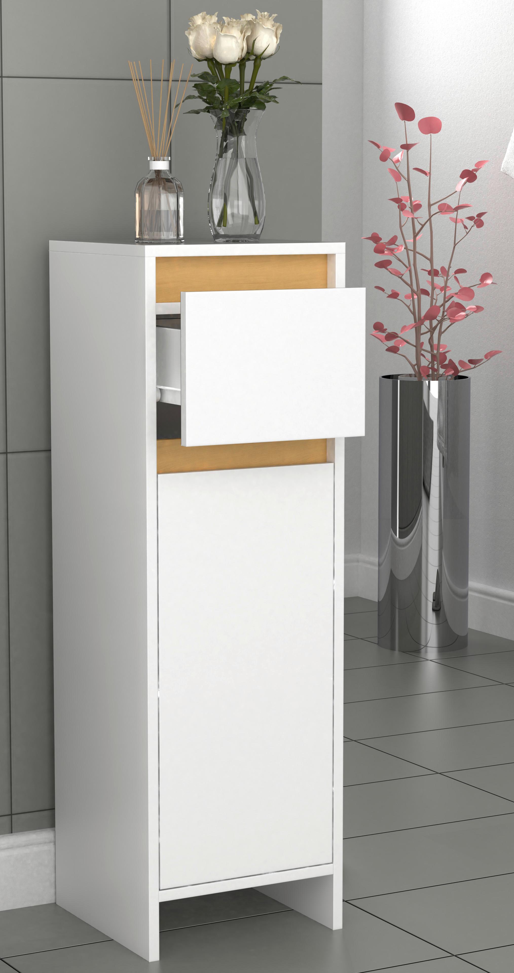 Highboard Malira ca. 30x95 cm Weiß/Eiche - Honigeiche/Weiß, MODERN, Holzwerkstoff (30/95/30cm) - MID.YOU