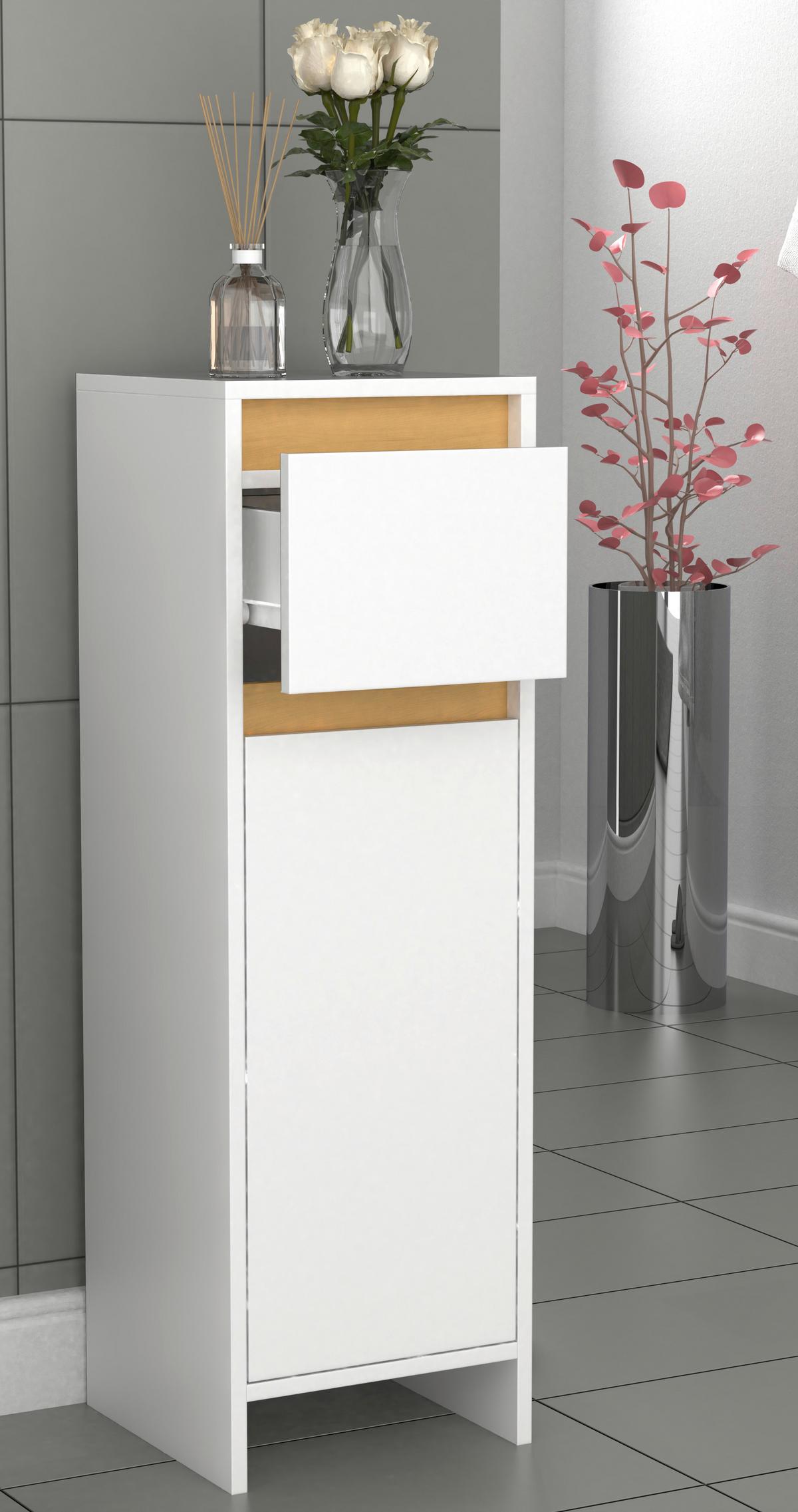 Highboard Malira ca. 30x95 cm Weiß/Eiche - Honigeiche/Weiß, MODERN, Holzwerkstoff (30/95/30cm) - MID.YOU