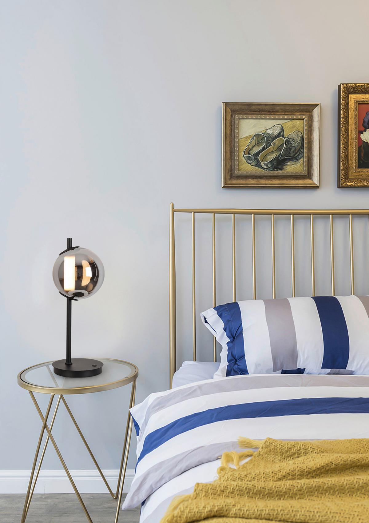 LAMPA STOŁOWA LED SECO *DK* - czarny/kolor chromowy, Design, tworzywo sztuczne/metal (20/51cm) - Dieter Knoll