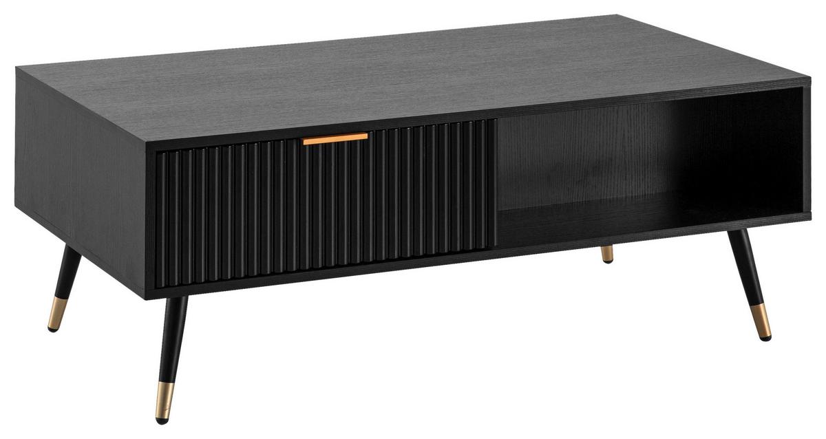 Klubska Miza Sonoma, Črna - zlate barve/črna, Design, kovina/leseni material (110/60/43cm) - MID.YOU