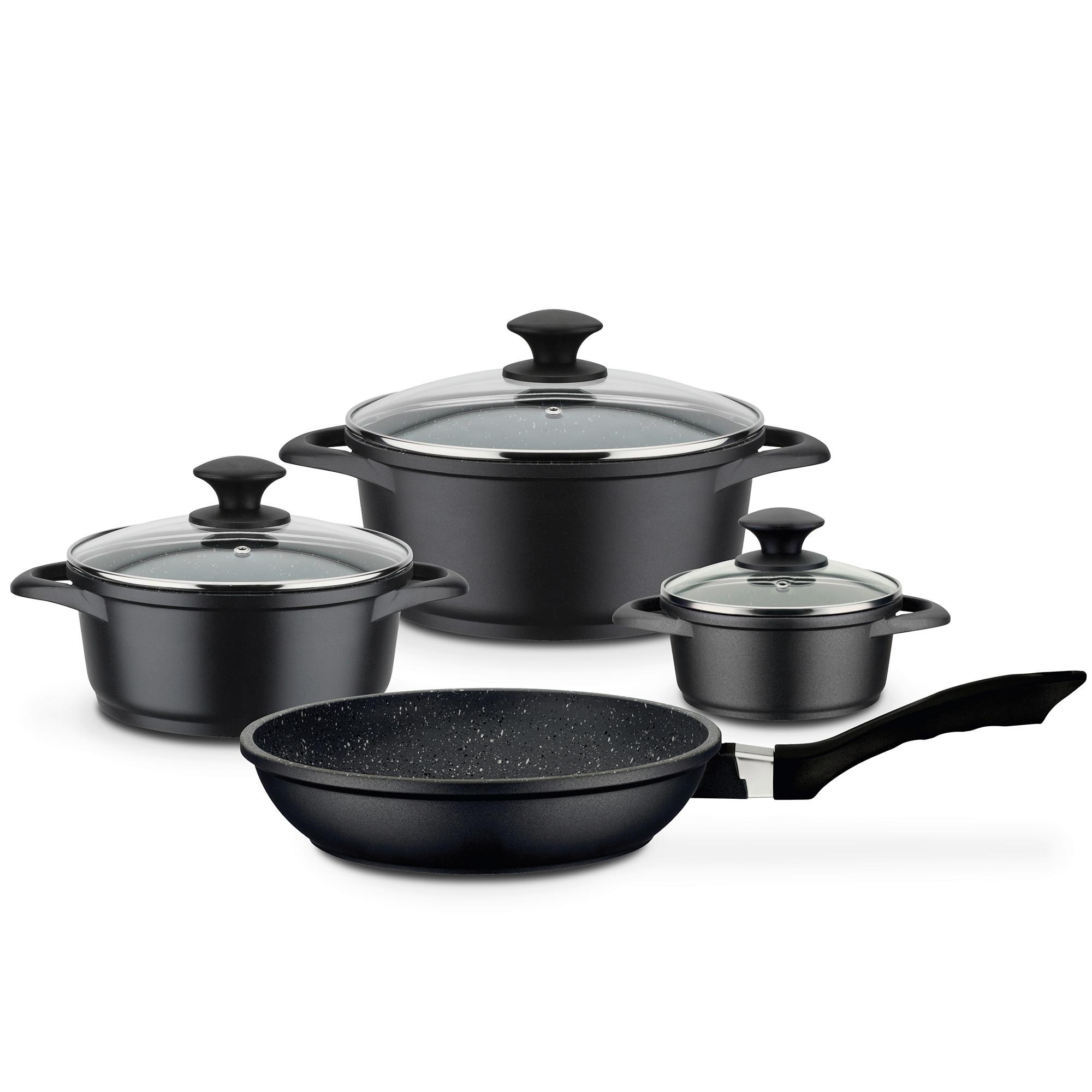 Set Posod Gourmet, 4-Delni - črna, Basics, kovina - GSW