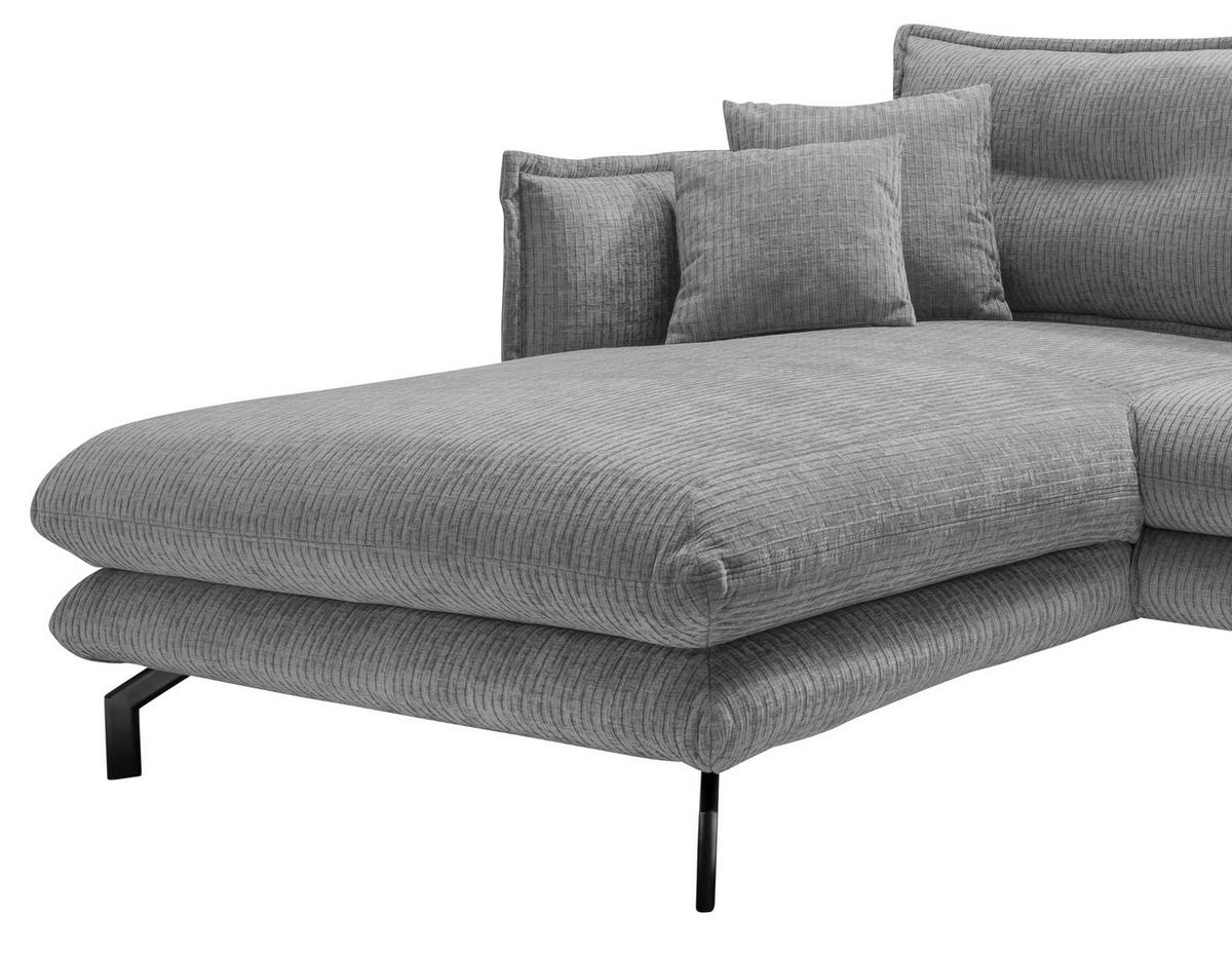 ECKSOFA LAVA - Schwarz/Grau, Design, Textil/Metall (180/255cm) - Livetastic