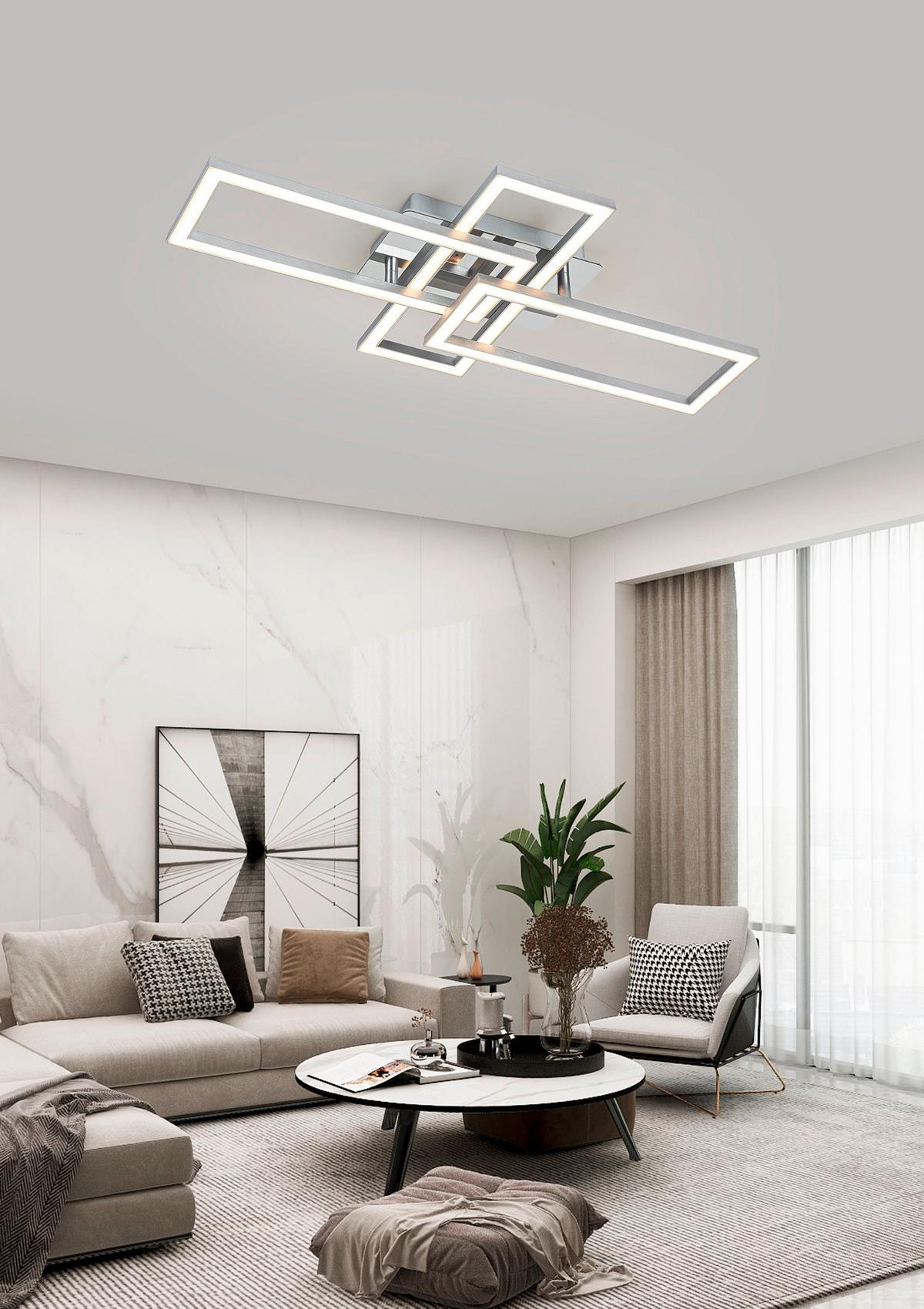 LED-Deckenleuchte Omie Silber-/Chromfarben max.24Watt - Chromfarben/Silberfarben, MODERN, Kunststoff/Metall (63,5/34/8cm) - Mömax