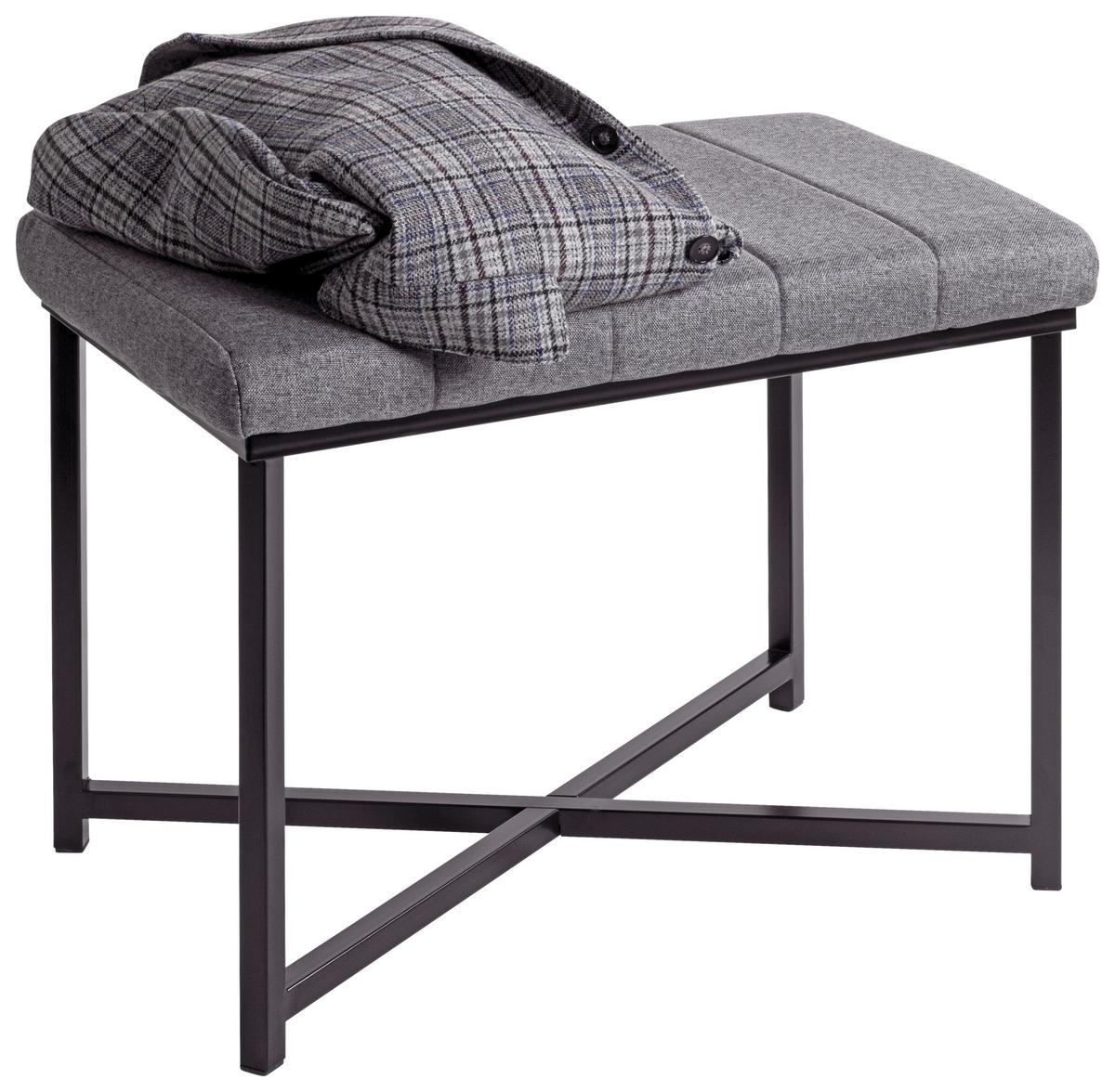 Bancă BENEDIKT 3 - negru/gri, Trend, metal/textil (58/47/38cm) - Modern Living