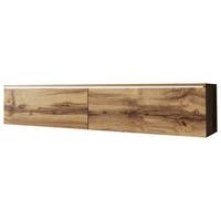 TV-Lowboard mit LED ca. 140x30 cm Eiche Wotan - Eiche Wotan/Grau, LIFESTYLE, Holzwerkstoff/Kunststoff (140/30/33cm) - P & B