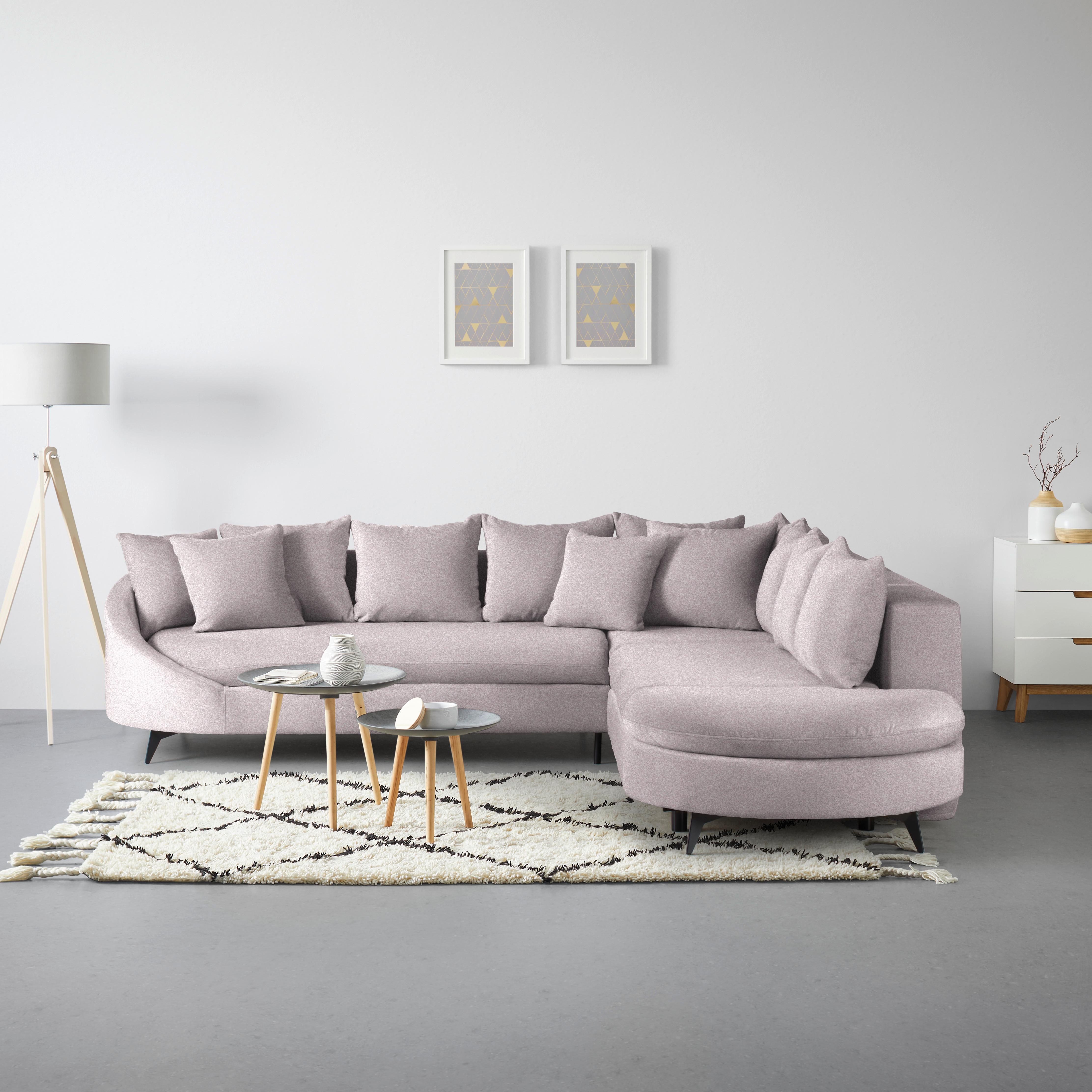 Ecksofa Axel Flieder - Flieder/Schwarz, MODERN, Textil/Metall (291/87/250cm) - Mömax