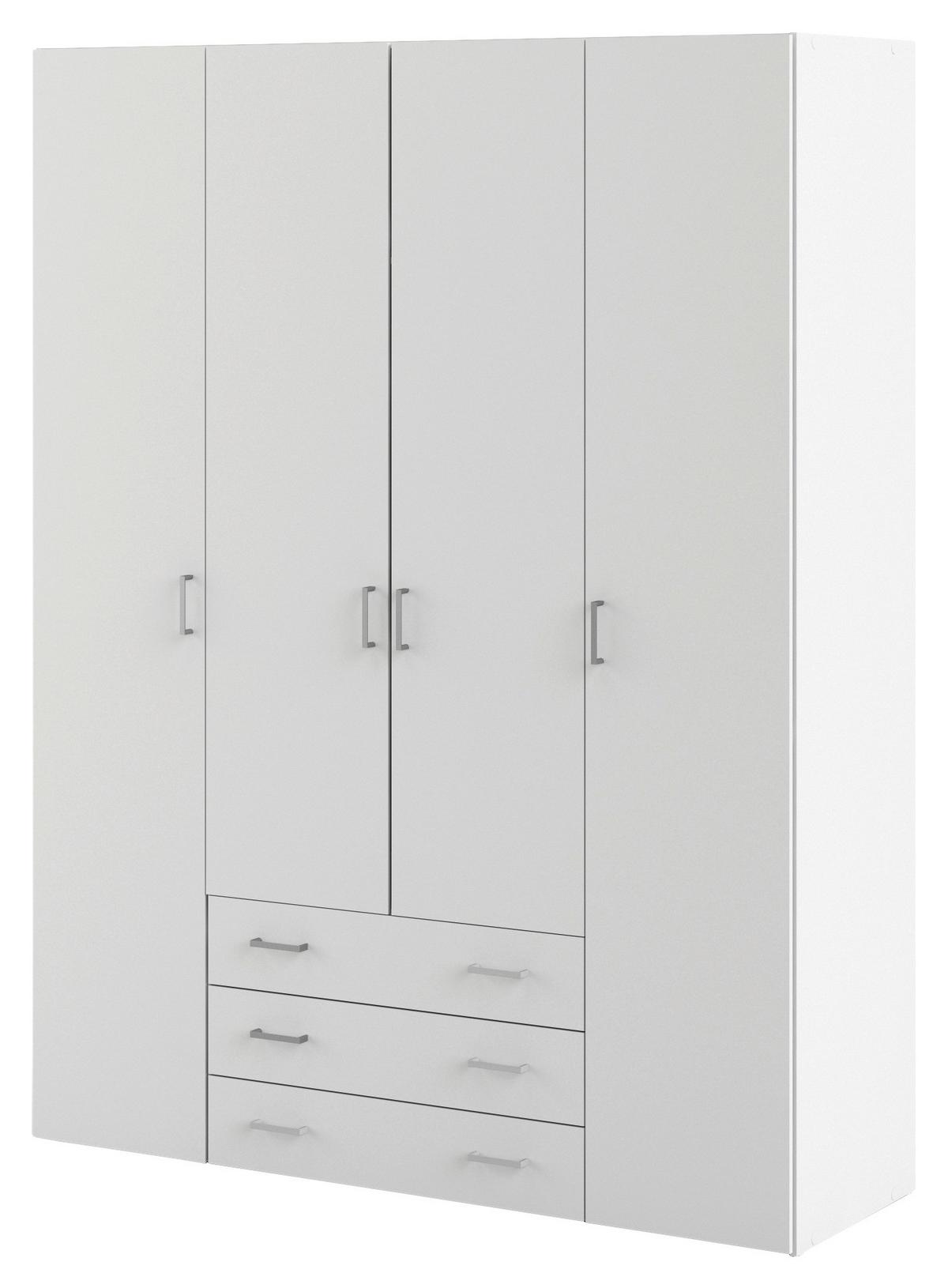 Omara Za Oblačila Space, Bela - srebrne barve/bela, Basics, kovina/leseni material (154/200,4/49,5cm) - P & B