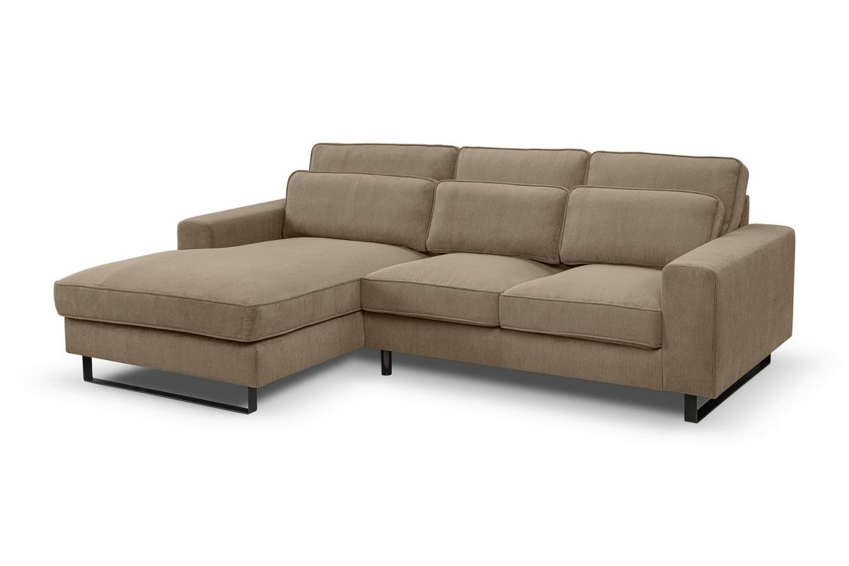 Ecksofa Bolivia Braunbeige Cord - Beige/Beigebraun, Basics, Holzwerkstoff/Textil (276/183cm) - MID.YOU