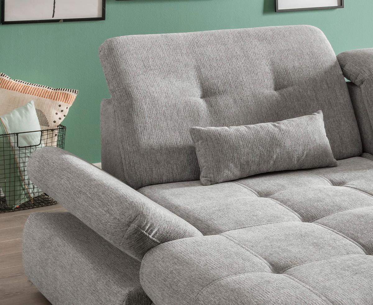 Wohnlandschaft Dalida Silberfarben Chenille - Chromfarben/Silberfarben, Design, Textil/Metall (196/300cm) - Livetastic
