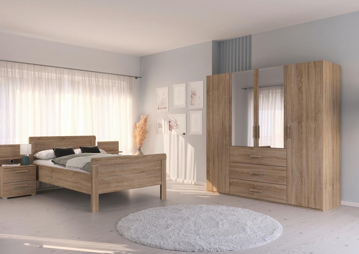 Postelja Evelyn, Barva Hrasta, 160x200 - hrast sonoma, Design, leseni material (160/200cm) - Novel