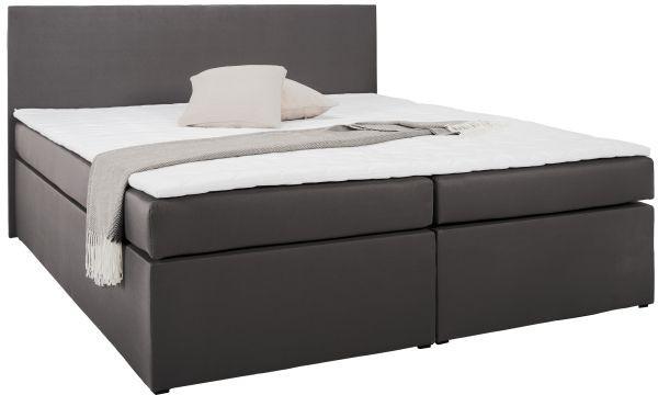 Boxspringbett LUCY Grau ca. 180x200cm, inkl. Topper - Anthrazit, Modern, Holz/Kunststoff (180/200cm) - Bessagi Home