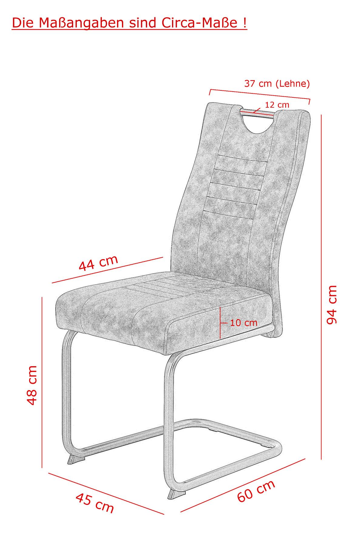 SCHWINGSTUHL-SET JUPITER S 4ER-SET - Anthrazit/Schwarz, MODERN, Textil/Metall (45/94/60cm) - MID.YOU