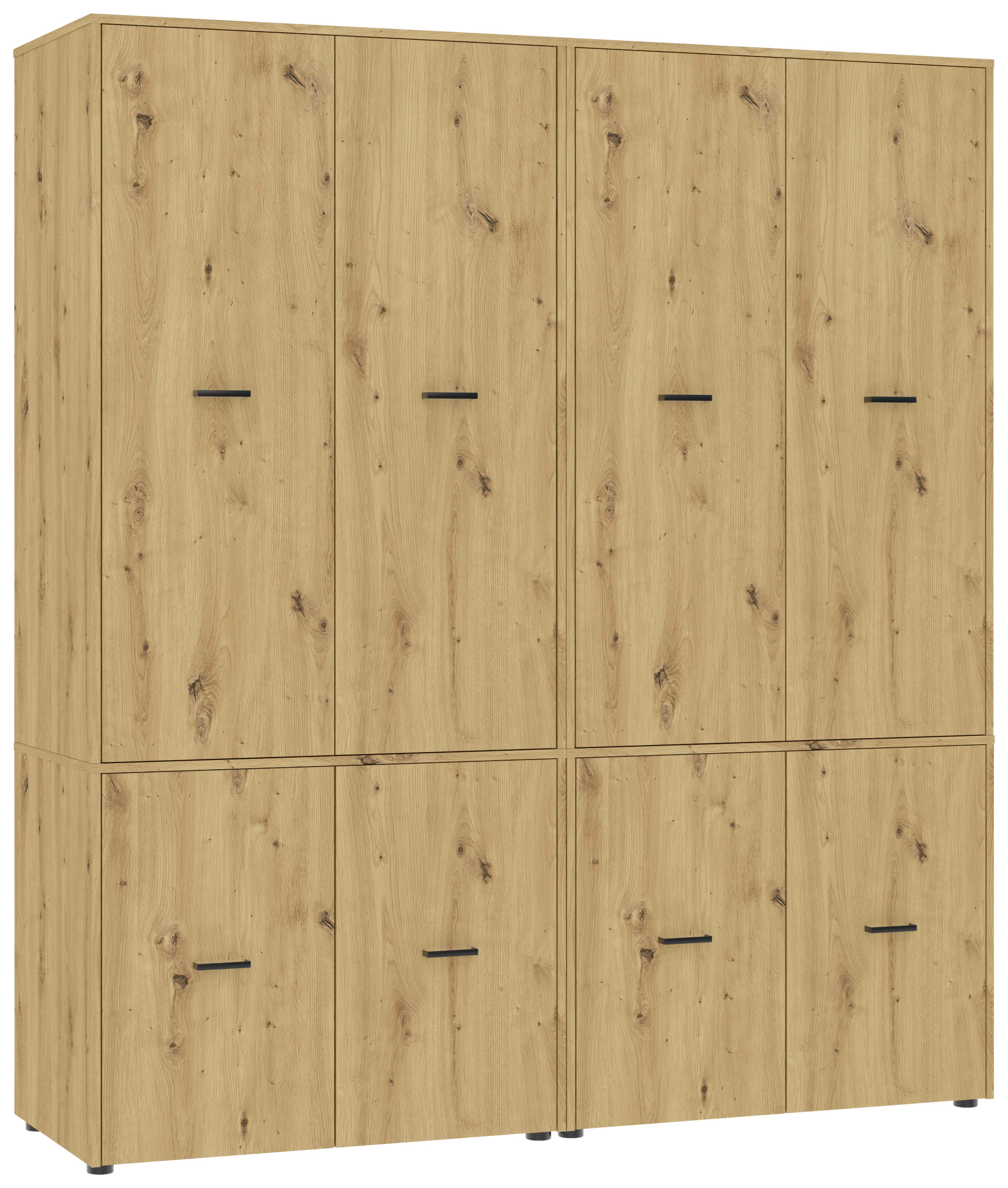 Kleiderschrank Kivo Eiche Artisan - Schwarz/Eiche Artisan, Basics, Holzwerkstoff/Kunststoff (180/199,6/52,1cm) - Based