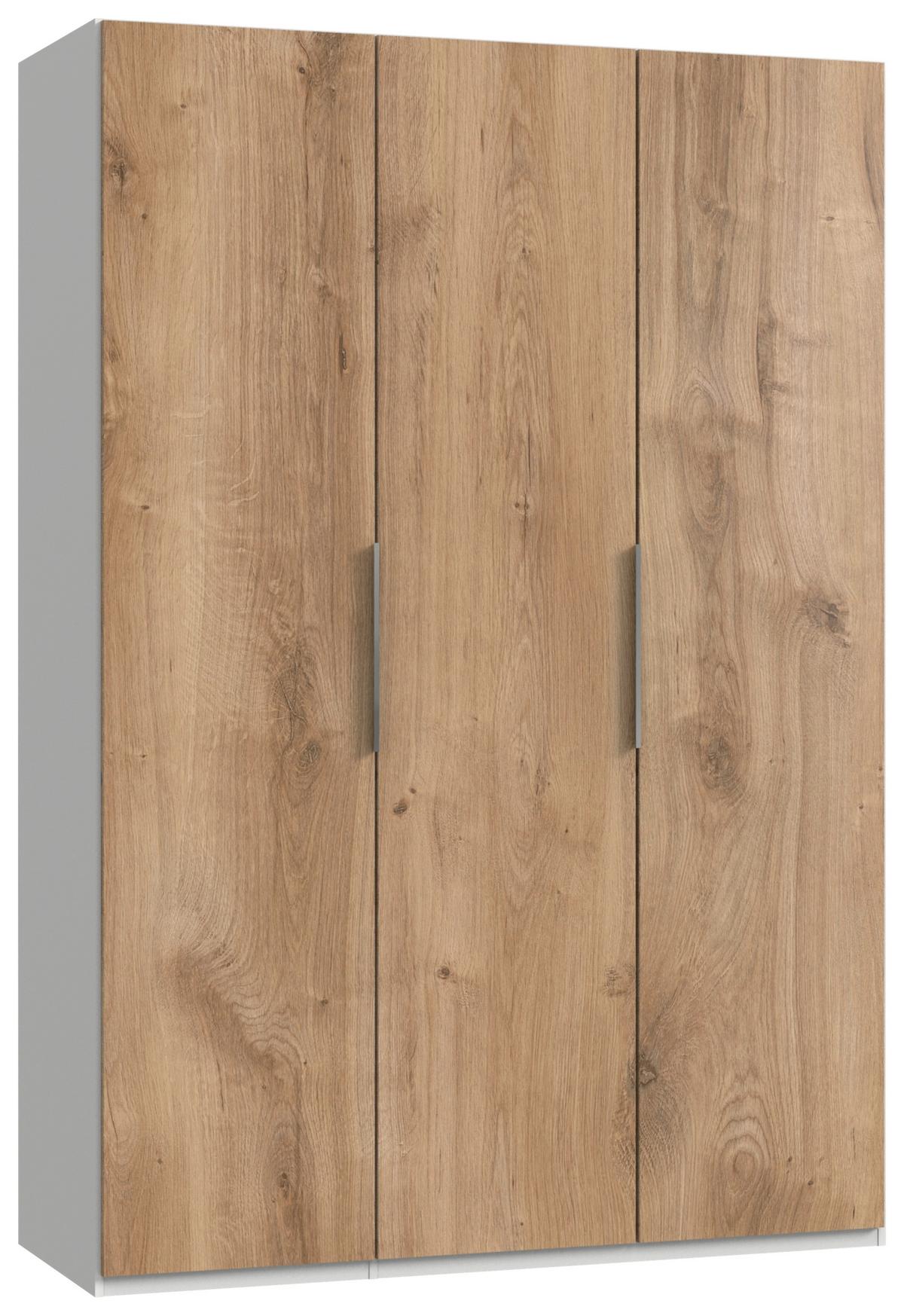 Drehtürenschrank Level 36A ca. 150x216x58 cm Eiche/Weiß - Chromfarben/Eichefarben, MODERN, Holzwerkstoff (150/216/58cm) - MID.YOU