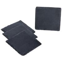 Untersetzerset Stoney In Schwarz - Schwarz, Modern, Naturmaterialien/Kunststoff (10cm) - Zandiara