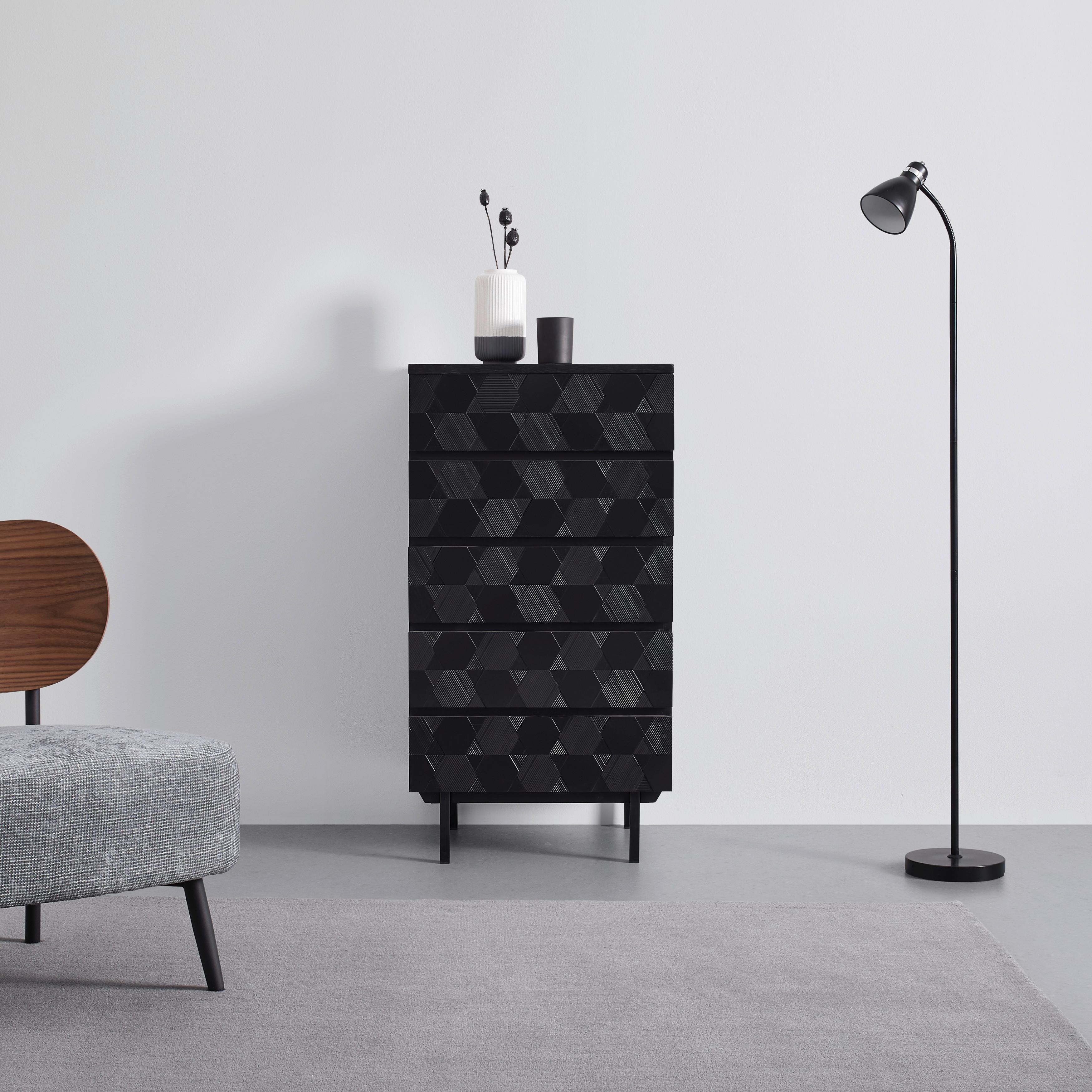 Kommode Roma ca. 54x130 cm MDF Schwarz - Schwarz, MODERN, Holz/Metall (54/103/39cm) - Bessagi Home