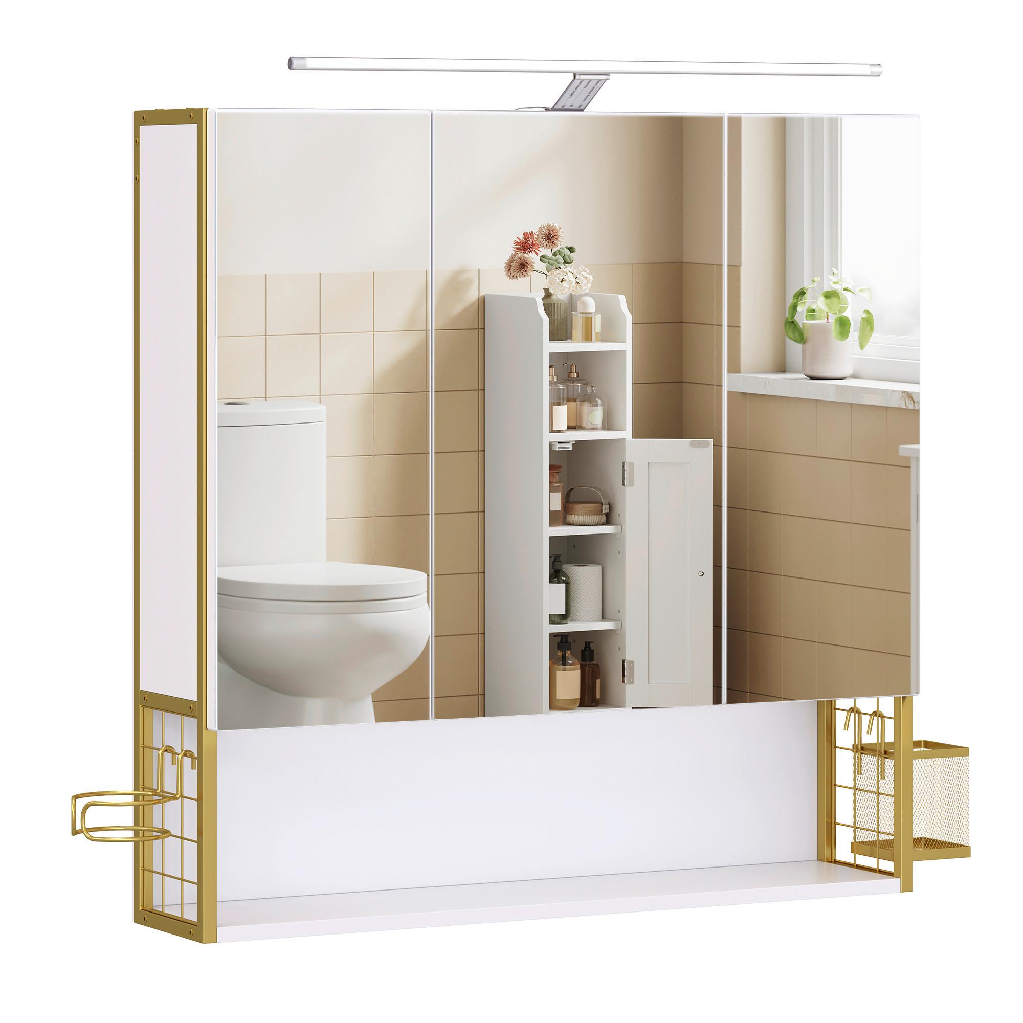 SPIEGELSCHRANK WASHBASIN CABINET - Goldfarben/Weiß, MODERN, Glas/Holzwerkstoff (70/70/16cm) - MID.YOU