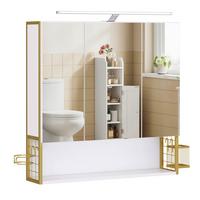 SPIEGELSCHRANK WASHBASIN CABINET - Goldfarben/Weiß, MODERN, Glas/Holzwerkstoff (70/70/16cm) - MID.YOU