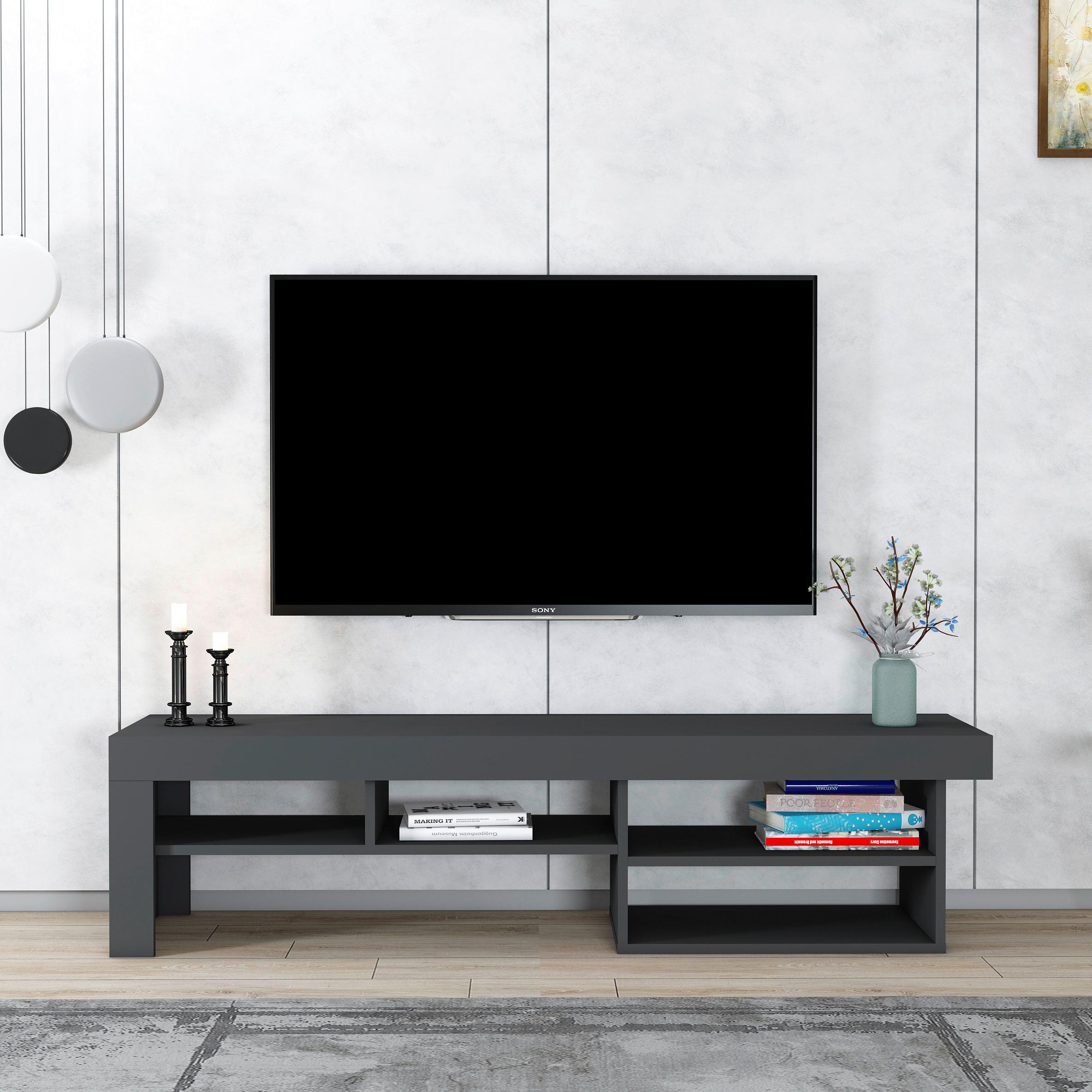Nizka Omarica Hestia - antracit, Design, leseni material (160/40/38cm) - MID.YOU