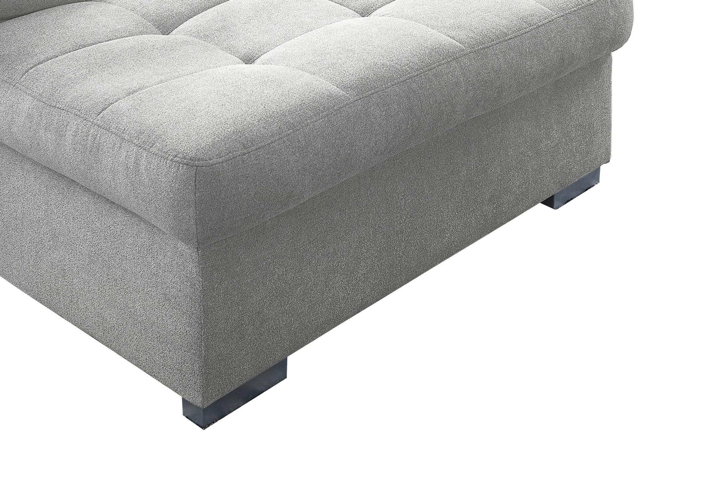 Wohnlandschaft Zira Silberfarben Nylon/Mikrofaser - Chromfarben/Silberfarben, Design, Kunststoff/Textil (169/330/212cm) - Livetastic