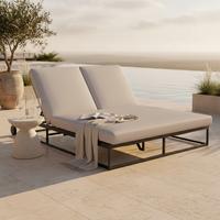 Gartenliege Berry Hellgrau Metall/Outdoorstoff - Hellgrau, MODERN, Kunststoff/Textil (143/45-83/200cm) - Bessagi Garden