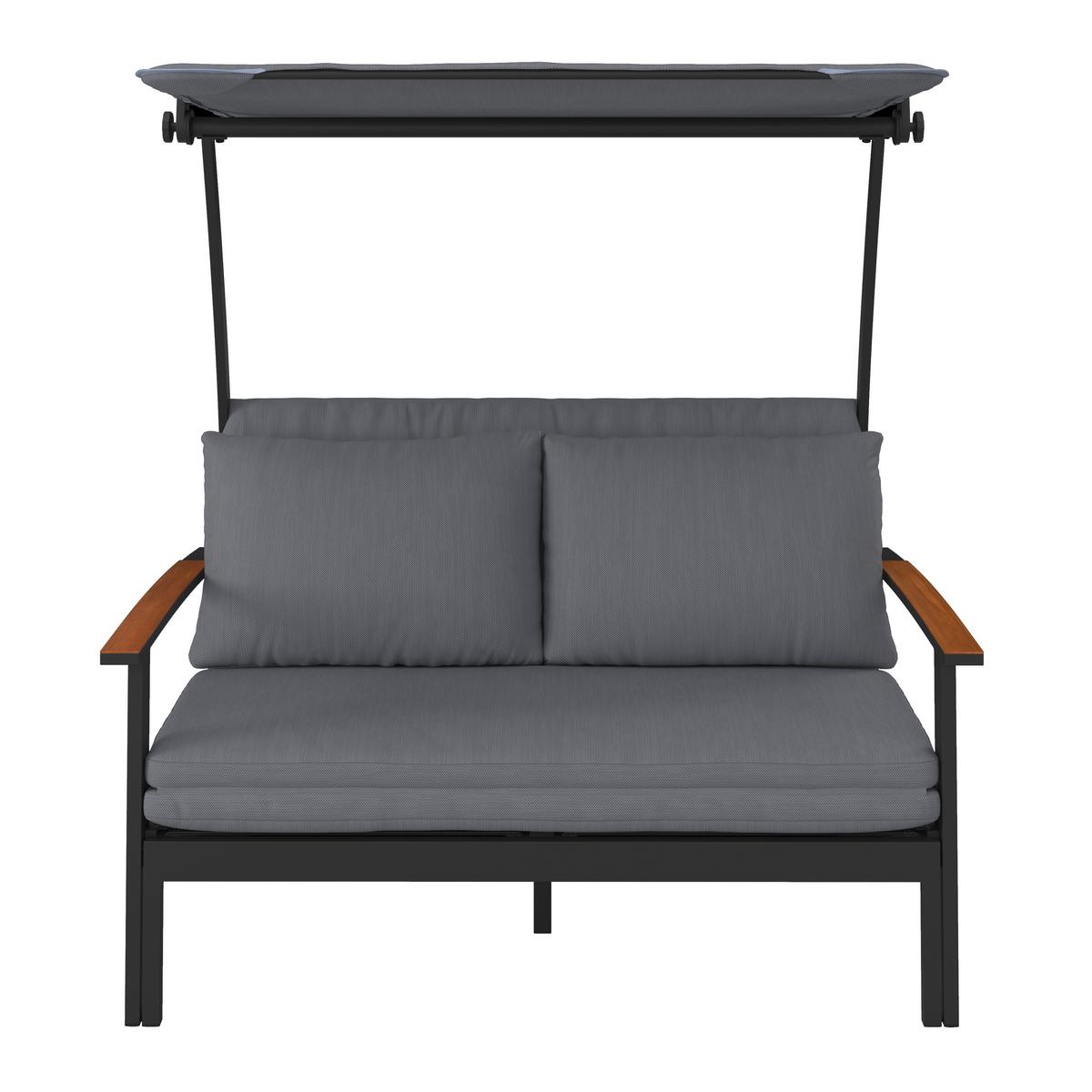 Lounge Zofa Serdal - črna/barva oreha, Moderno, kovina/tekstil (138/147/97cm) - Mömax