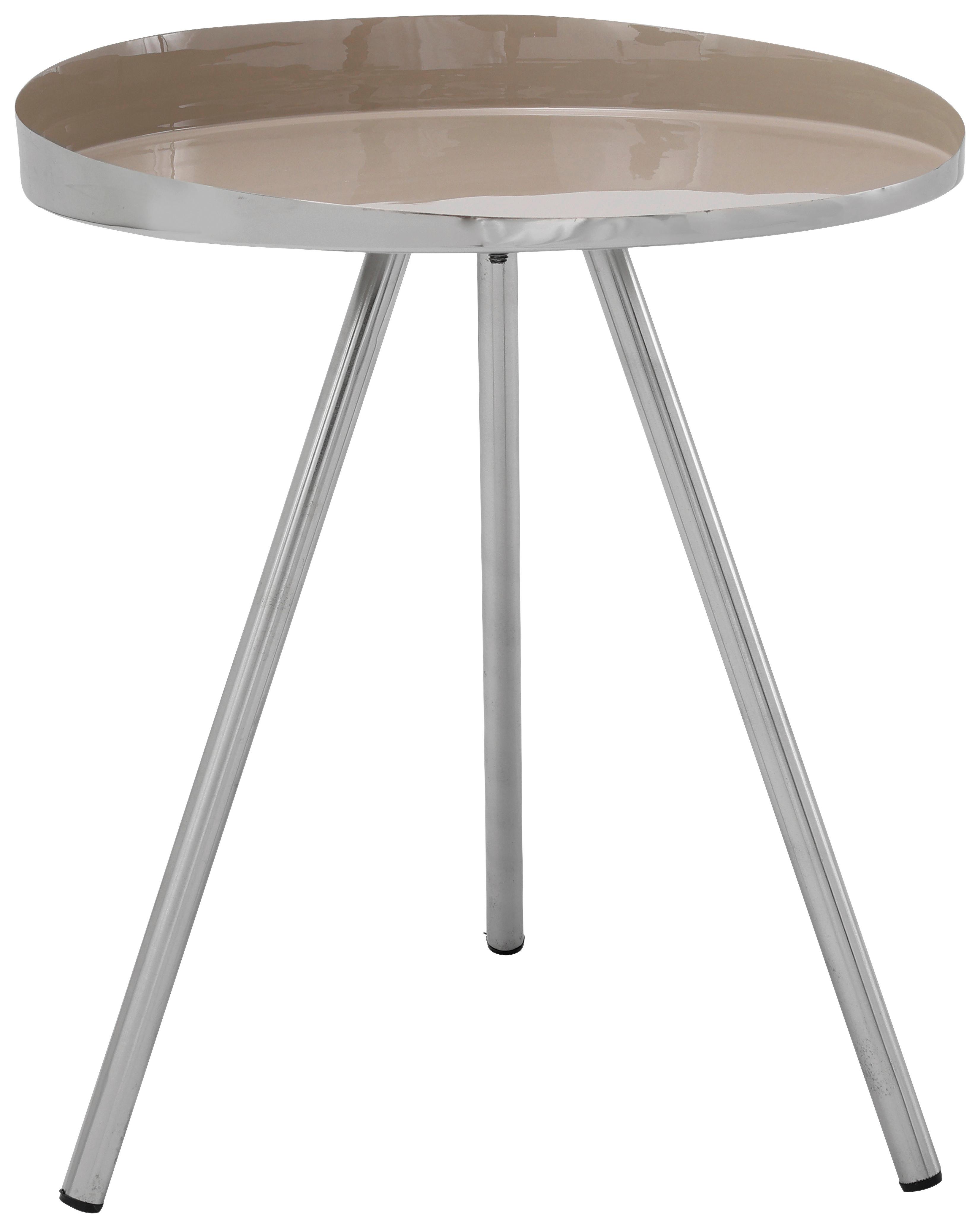 BEISTELLTISCH MORRISON 725 TAUPE - Taupe/Silberfarben, Design, Metall (41/41/47cm) - Kayoom
