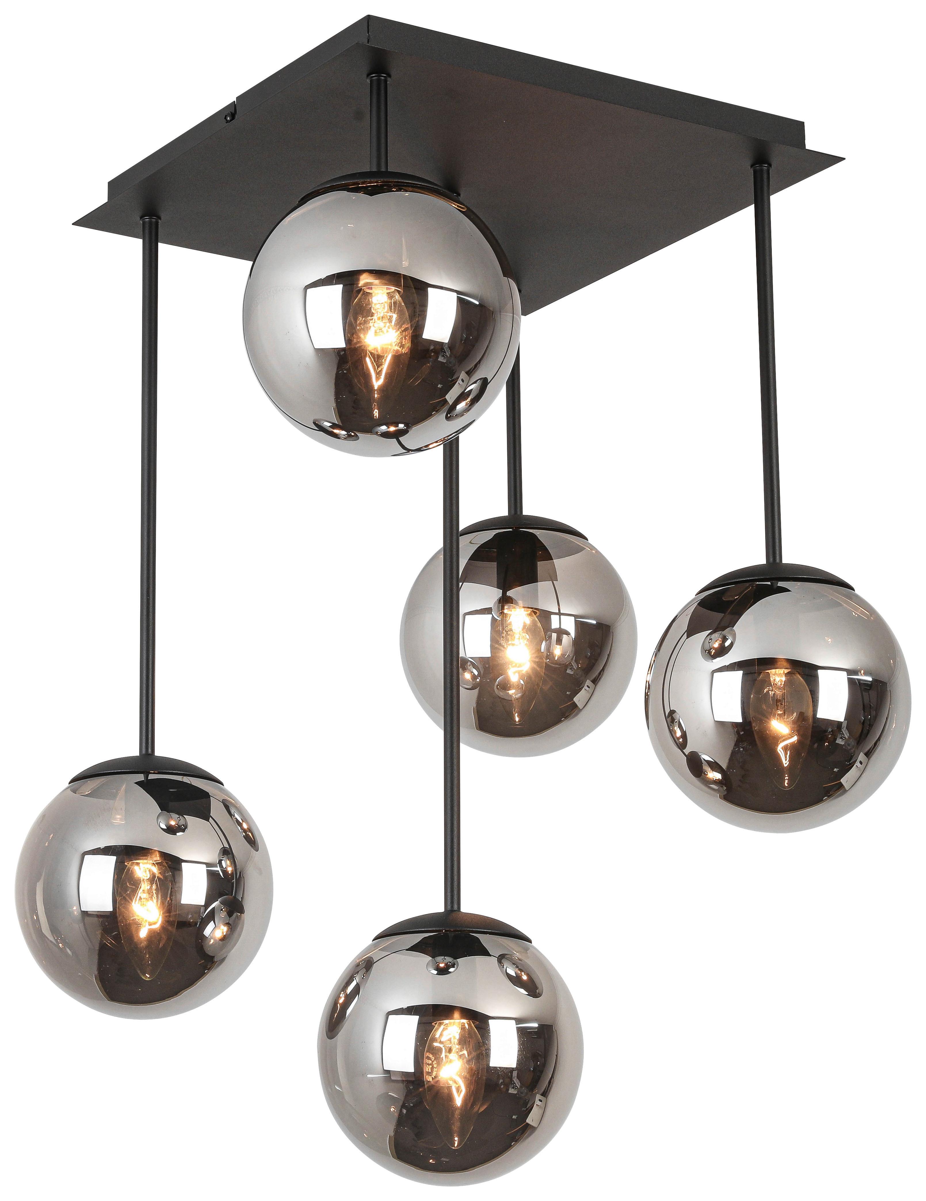 Deckenleuchte Schwarz/chromfarben - Chromfarben/Schwarz, Modern, Glas/Metall (41/41/60cm) - Mömax