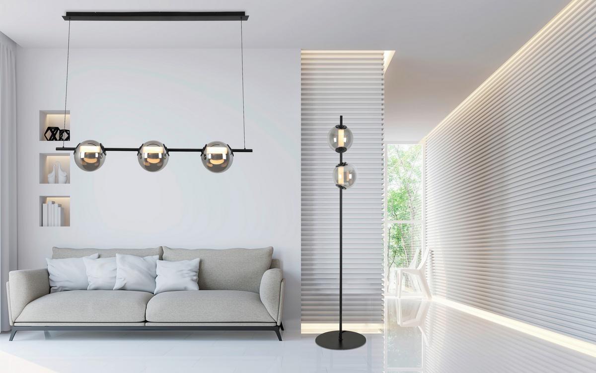 LAMPA STOJĄCA LED SECO *DK* - czarny/kolor chromowy, Design, tworzywo sztuczne/metal (34/168cm) - Dieter Knoll