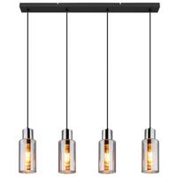 Hängeleuchte Lidaria Rauchglas max. 25 Watt - Schwarz, Basics, Glas/Metall (82/10/120cm) - Globo