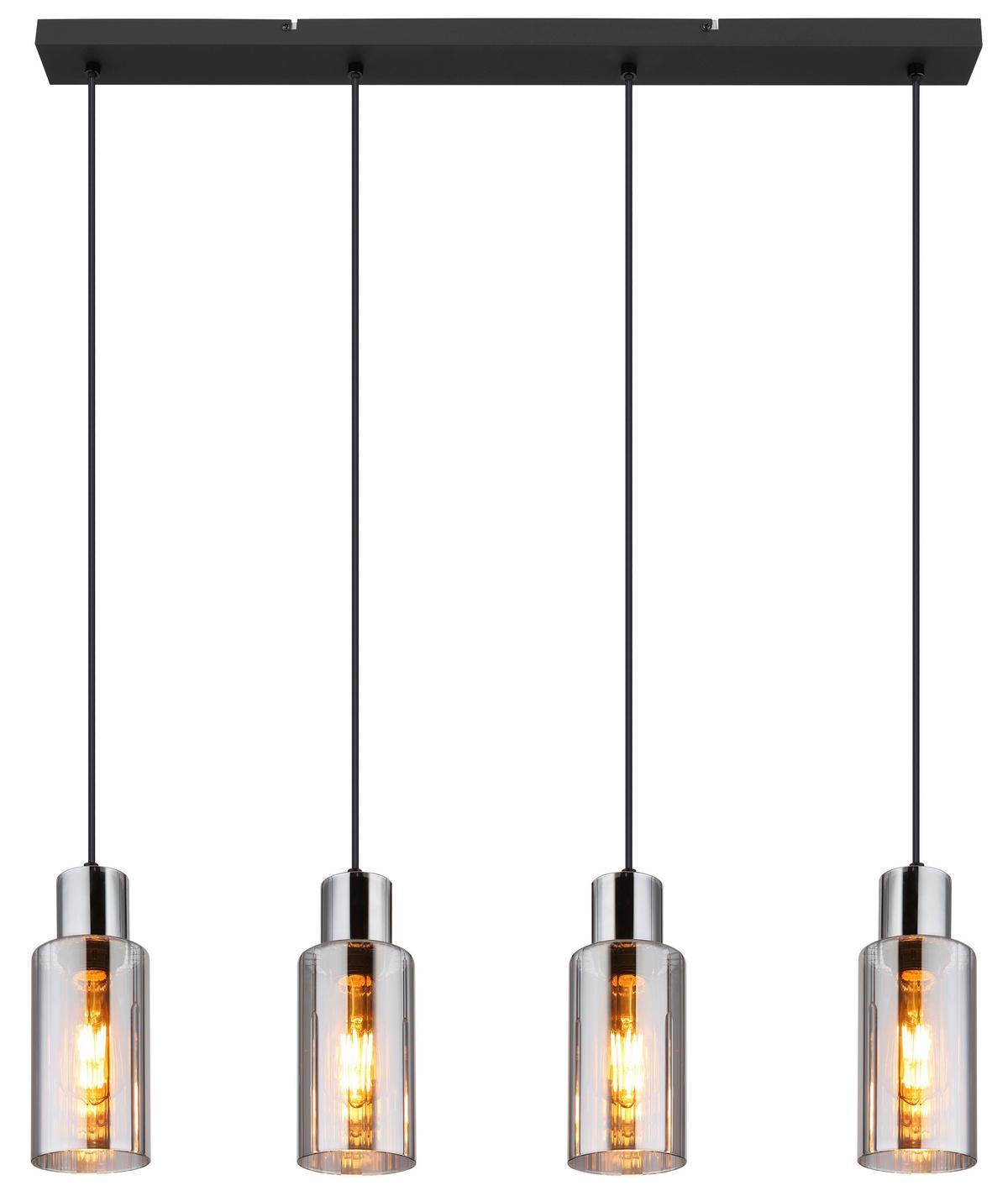 Hängeleuchte Lidaria Rauchglas max. 25 Watt - Schwarz, Basics, Glas/Metall (82/10/120cm) - Globo