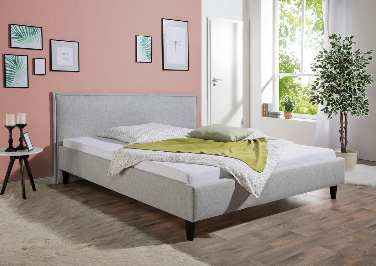 Polsterbett Roswell Hellgrau ca. 200x200 cm - Hellgrau/Schwarz, MODERN, Holz/Textil (200/200cm) - Livetastic