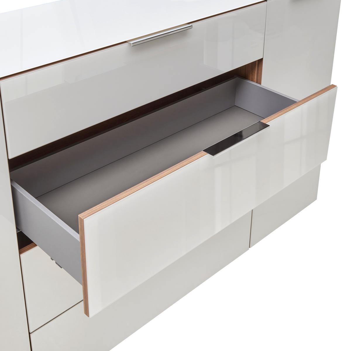 Sideboard Siena Weiß/Nussbaumfarben - Silberfarben/Nussbaumfarben, MODERN, Glas/Holzwerkstoff (180/99/40cm) - Mömax