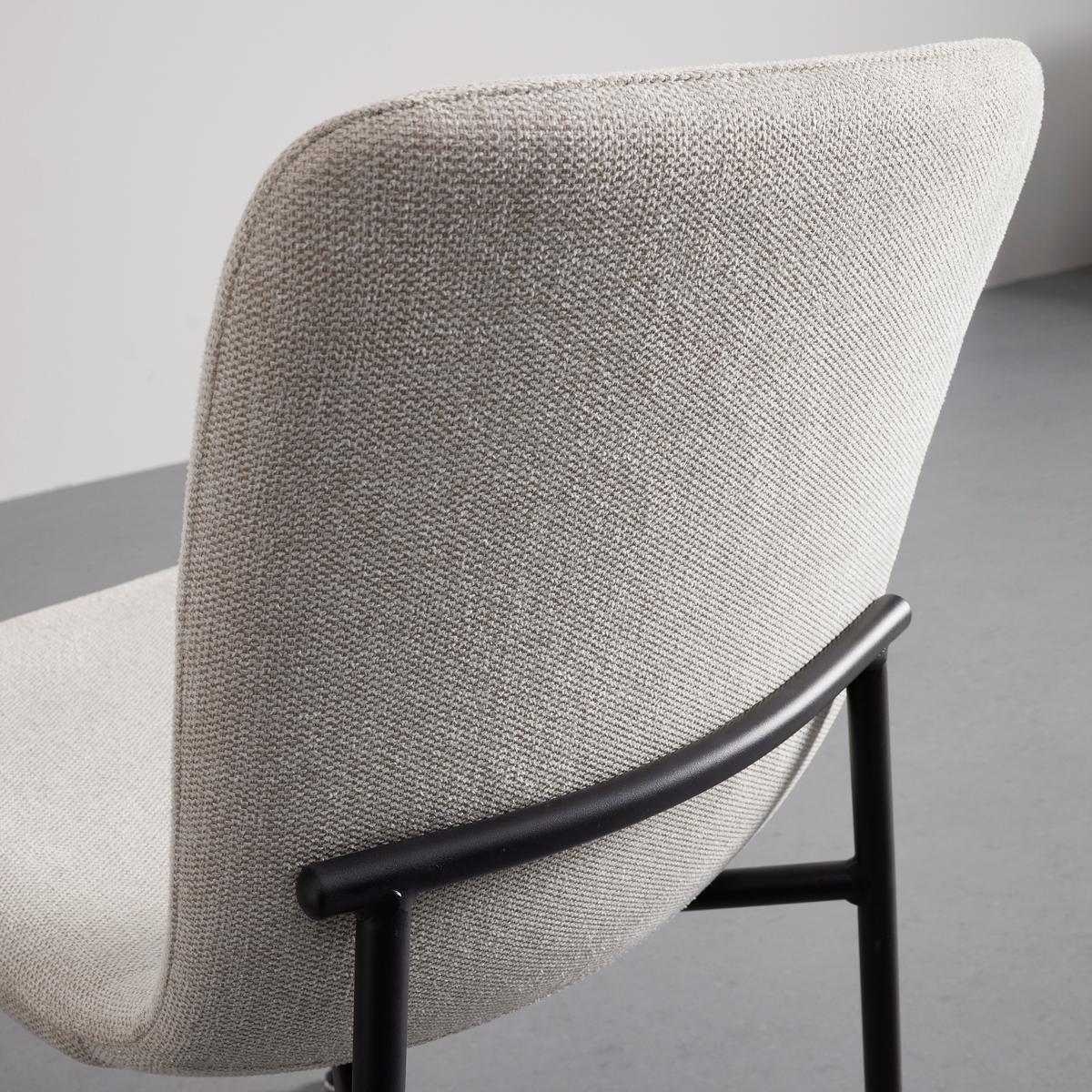 Stuhl Nele Beige Leinenoptik Gepolstert - Beige/Schwarz, MODERN, Holz/Textil (43/83/56cm) - Bessagi Home