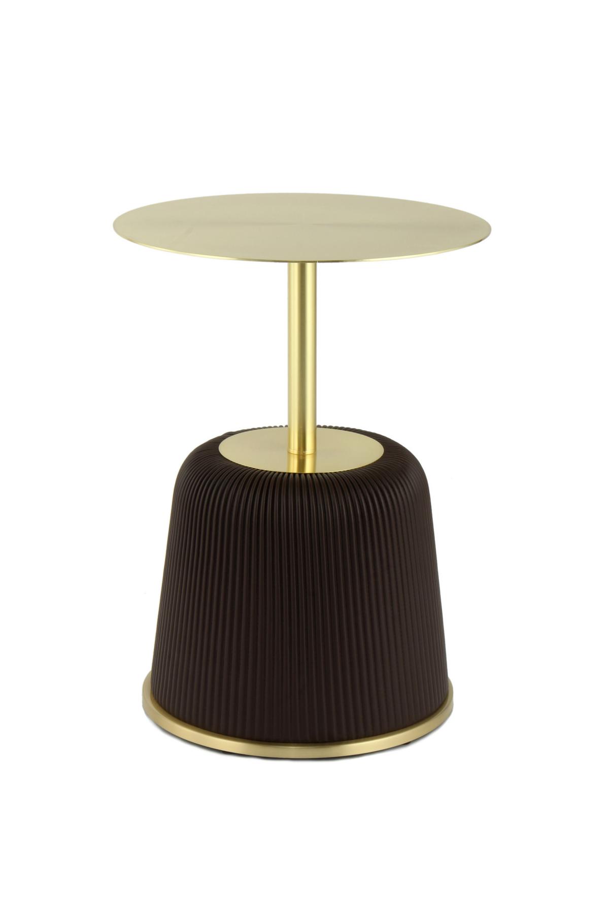 BEISTELLTISCH JOKAI 325 BRAUN - Goldfarben/Braun, Design, Holzwerkstoff/Textil (40/55cm) - Kayoom