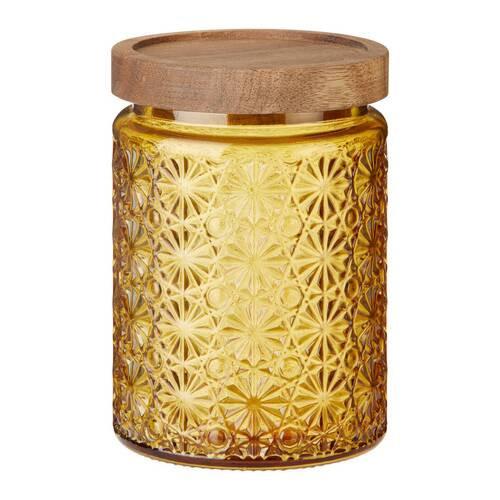 Üveg Ételtároló Fedéllel Golden Autumn - akácia színű/sárga, Romantik / Landhaus, Üveg/fa (10/14cm) - Modern Living