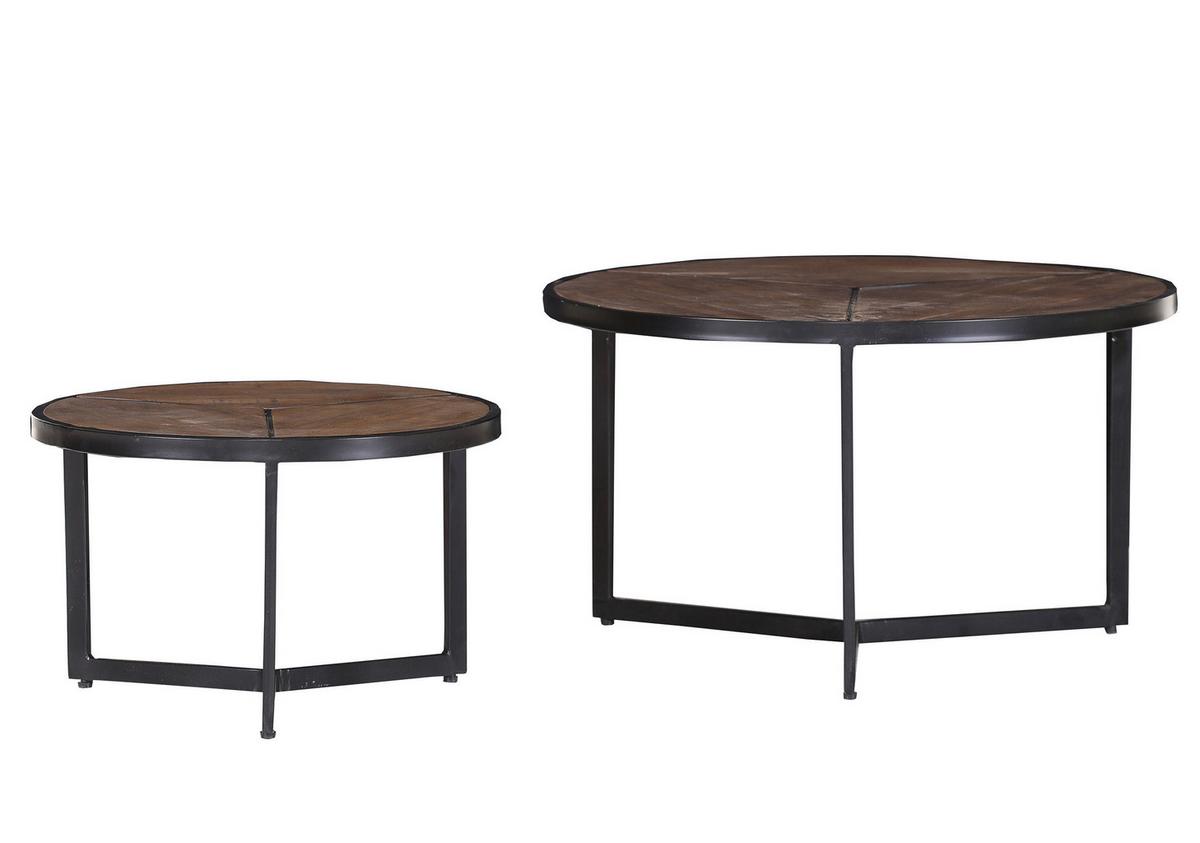 ZESTAW STOLIKÓW BOCZNYCH SIESTA - kolor naturalny/czarny, Konventionell, metal/drewno (70/70/40cm) - Livetastic