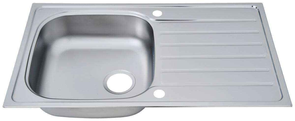 Spüle Edelstahl ca. 86x50 cm - Edelstahlfarben, Trend, Metall (86/17,5/50cm) - Respekta