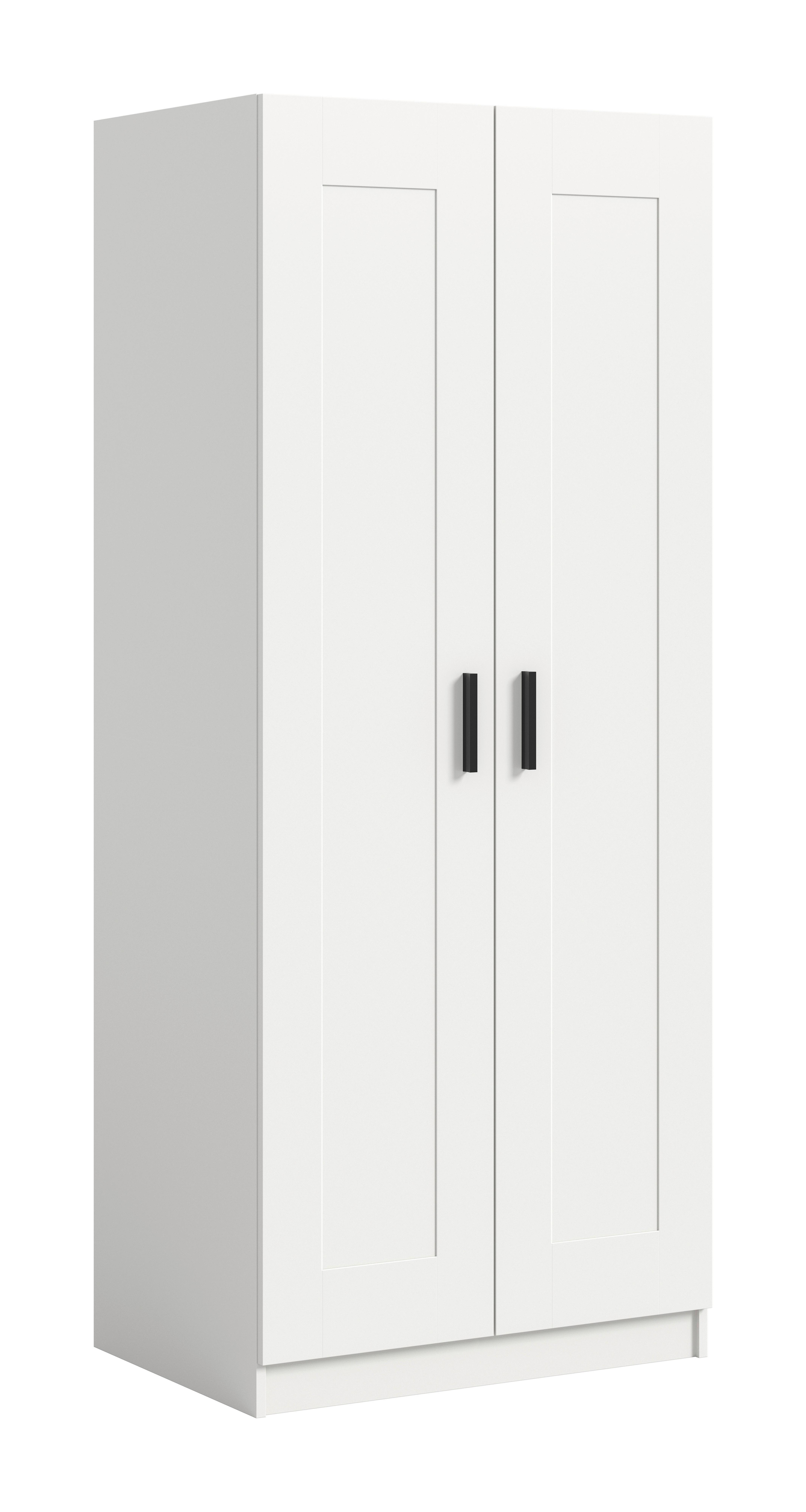 Drehtürenschrank Visby Weiß - Schwarz/Weiß, ROMANTIK / LANDHAUS, Holzwerkstoff/Kunststoff (80/195/56cm) - Livetastic