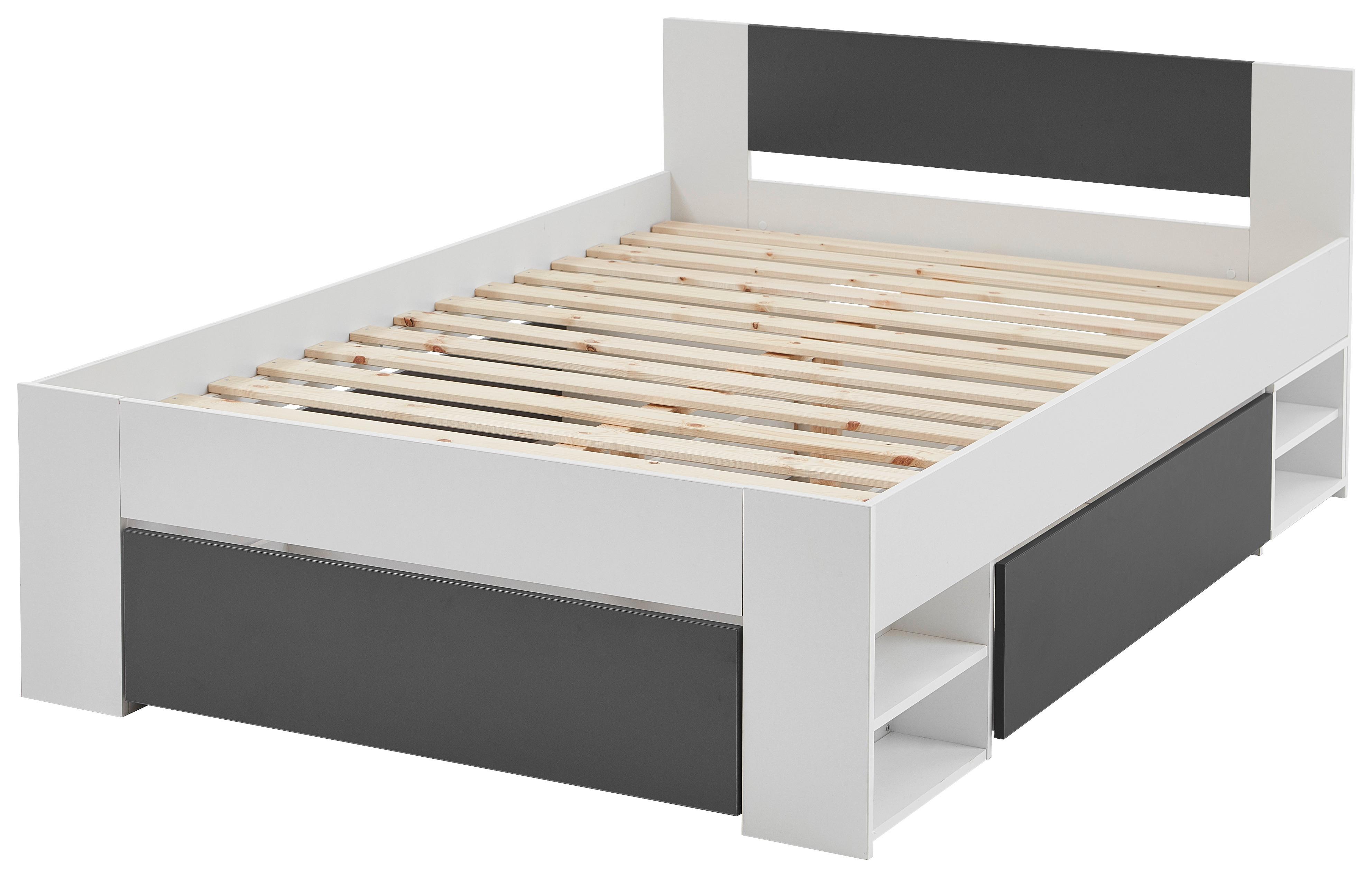 SÄNG AZURRO 2-120 - vit/antracit, Modern, trämaterial (120/200cm) - Mömax