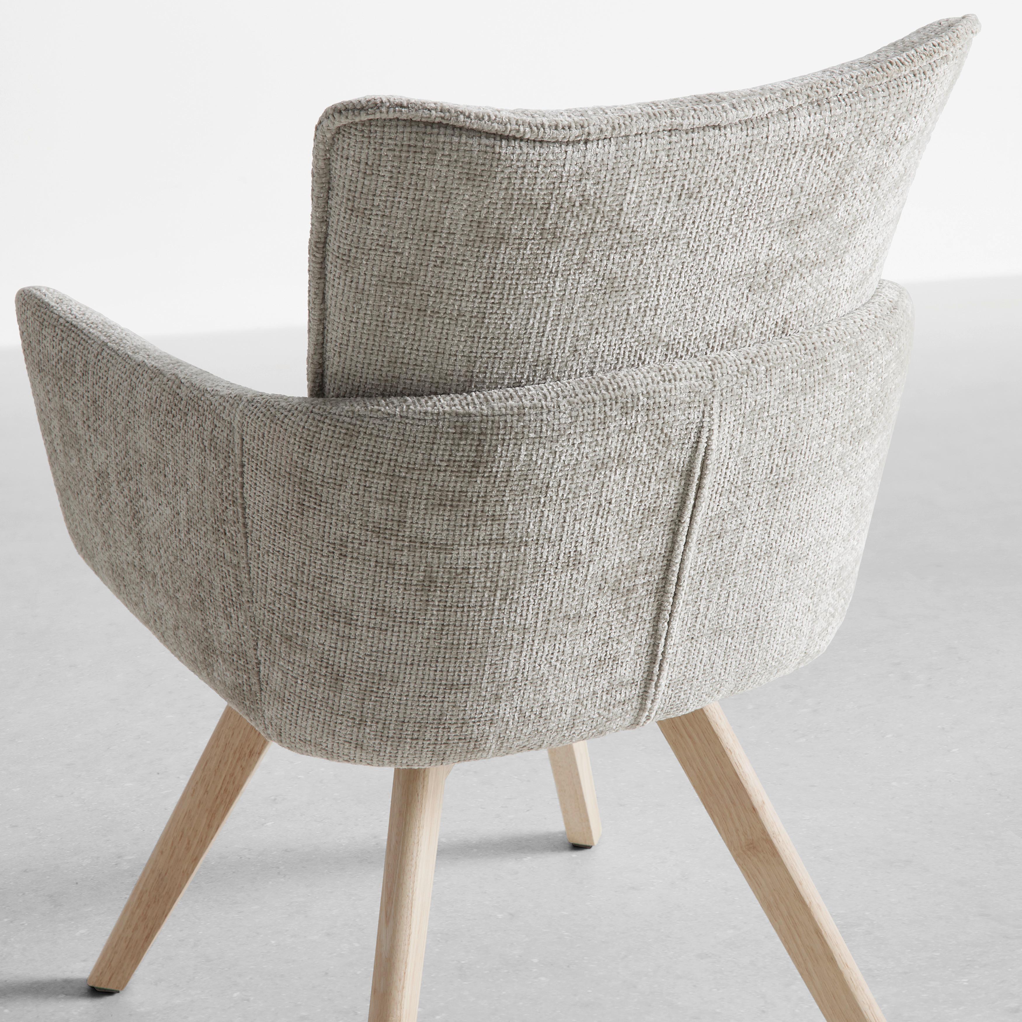 STOL MED ARMSTÖD TERESA - ljusgrå/naturfärgad, Modern, metall/trä (60/92,5/61cm) - Bessagi Home
