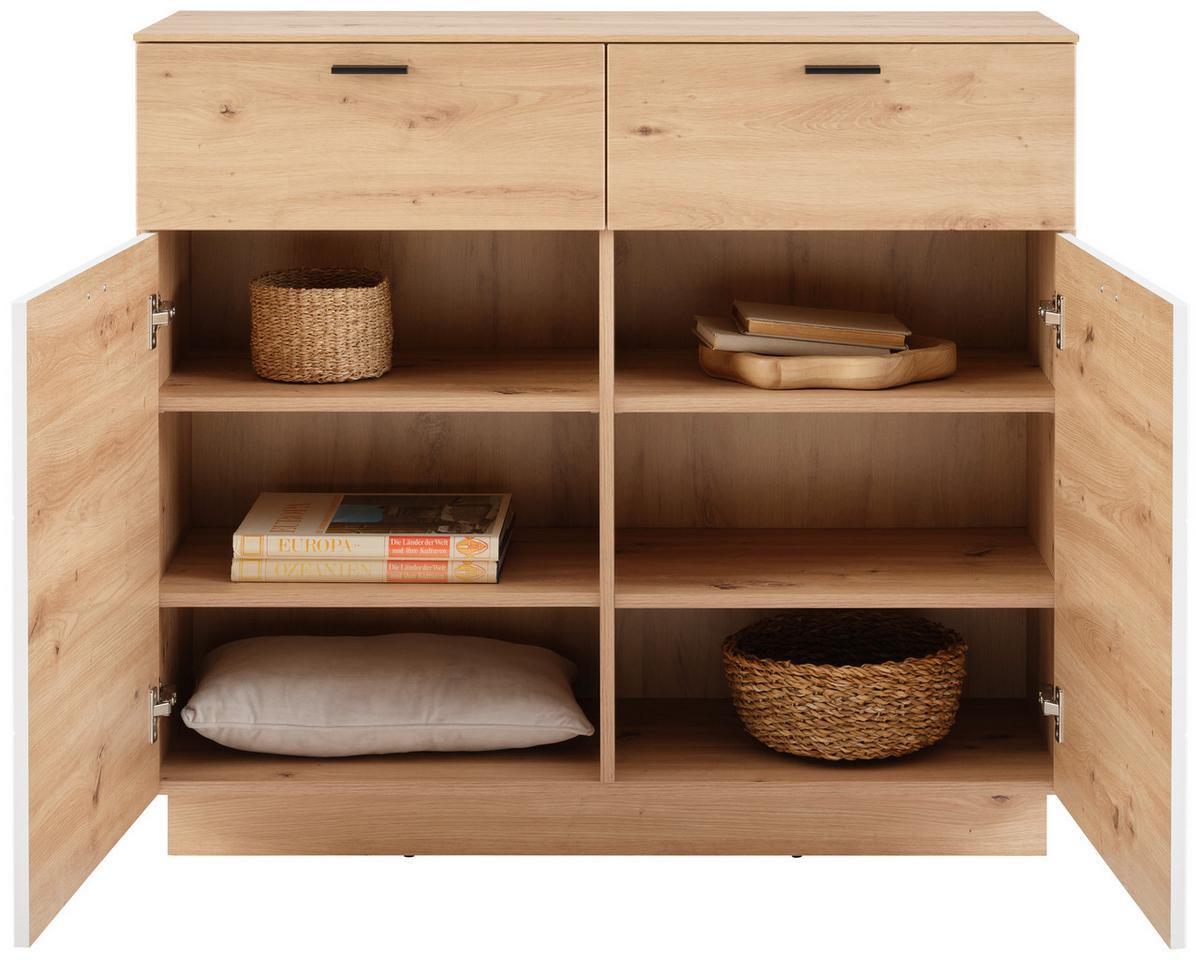 Komoda Tonale - bijela/hrast Artisan, Konvencionalno, drvni materijal/plastika (106,5/97,6/40cm) - Modern Living