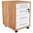 Predalnih Na Kolescih Profi - hrast/bela, Moderno, leseni material (43/62/48cm) - Mömax modern living